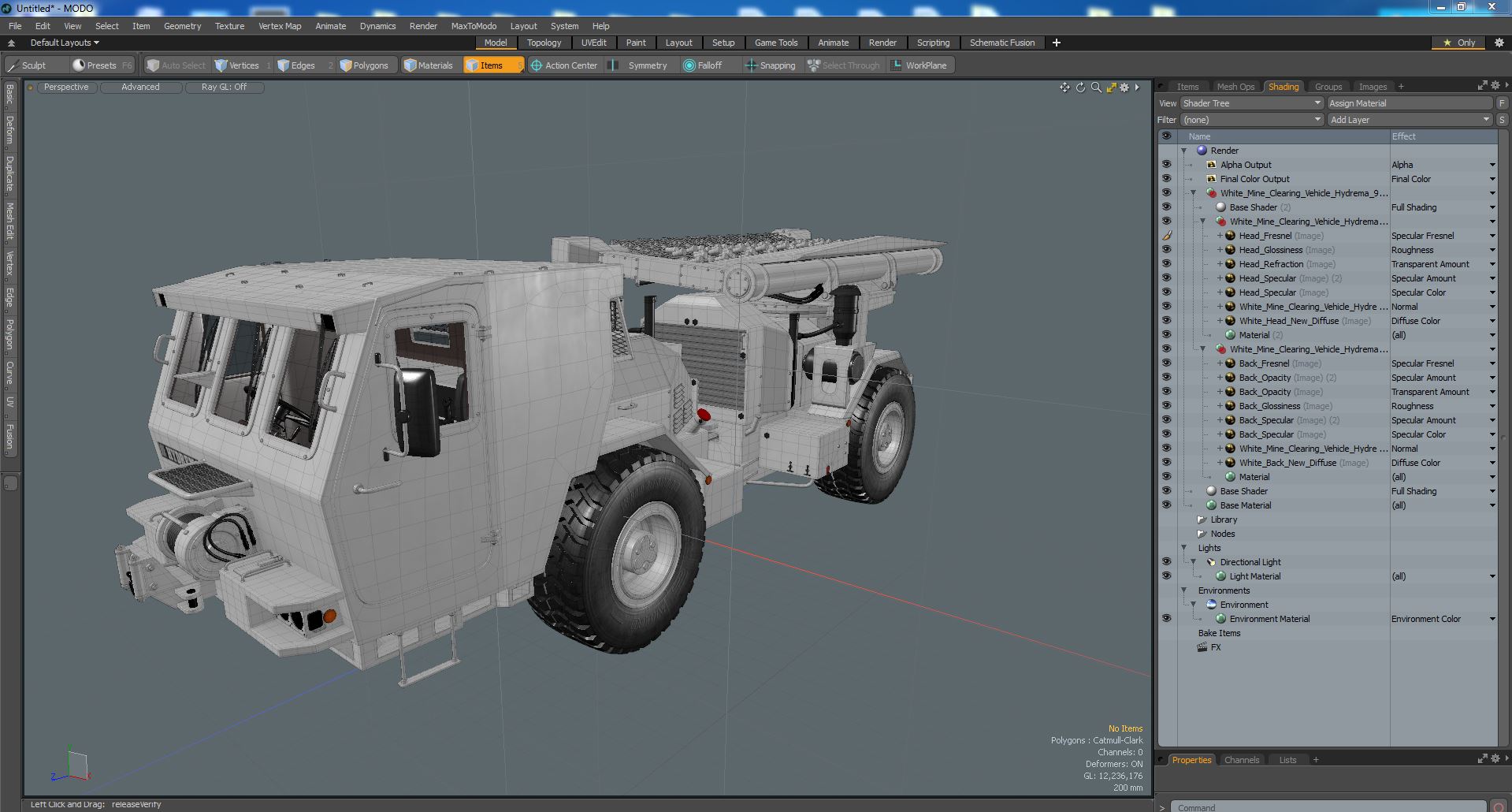 White Mine Clearing Vehicle Hydrema 910 3D model