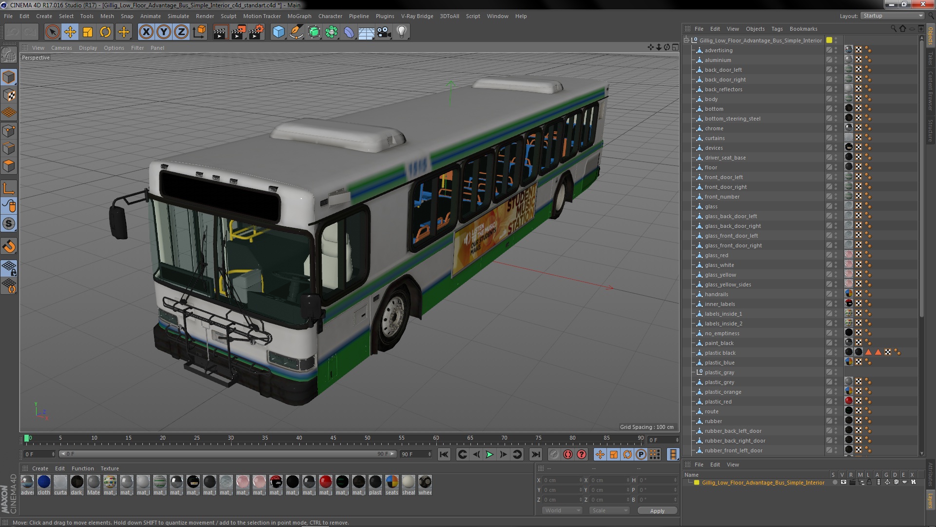 3D Gillig Low Floor Advantage Bus Simple Interior