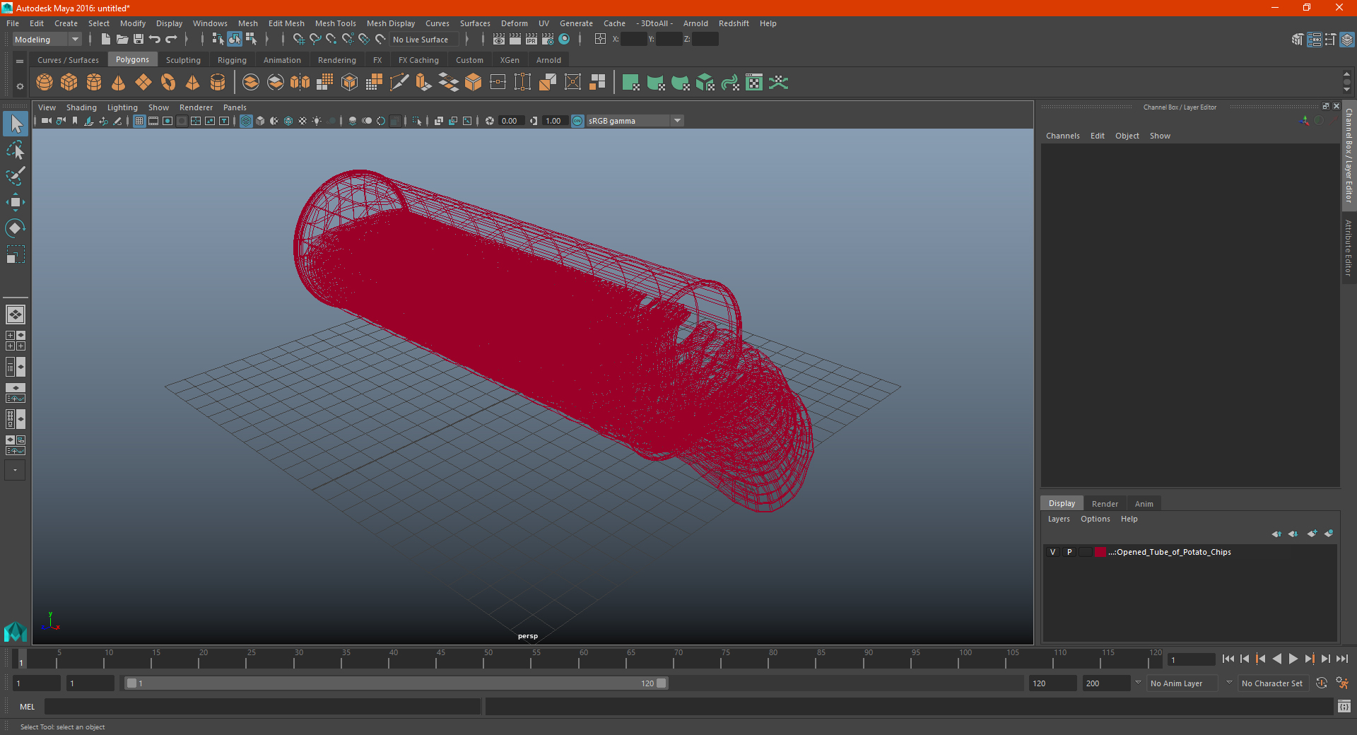 3D model Open Tube of Potato Chips