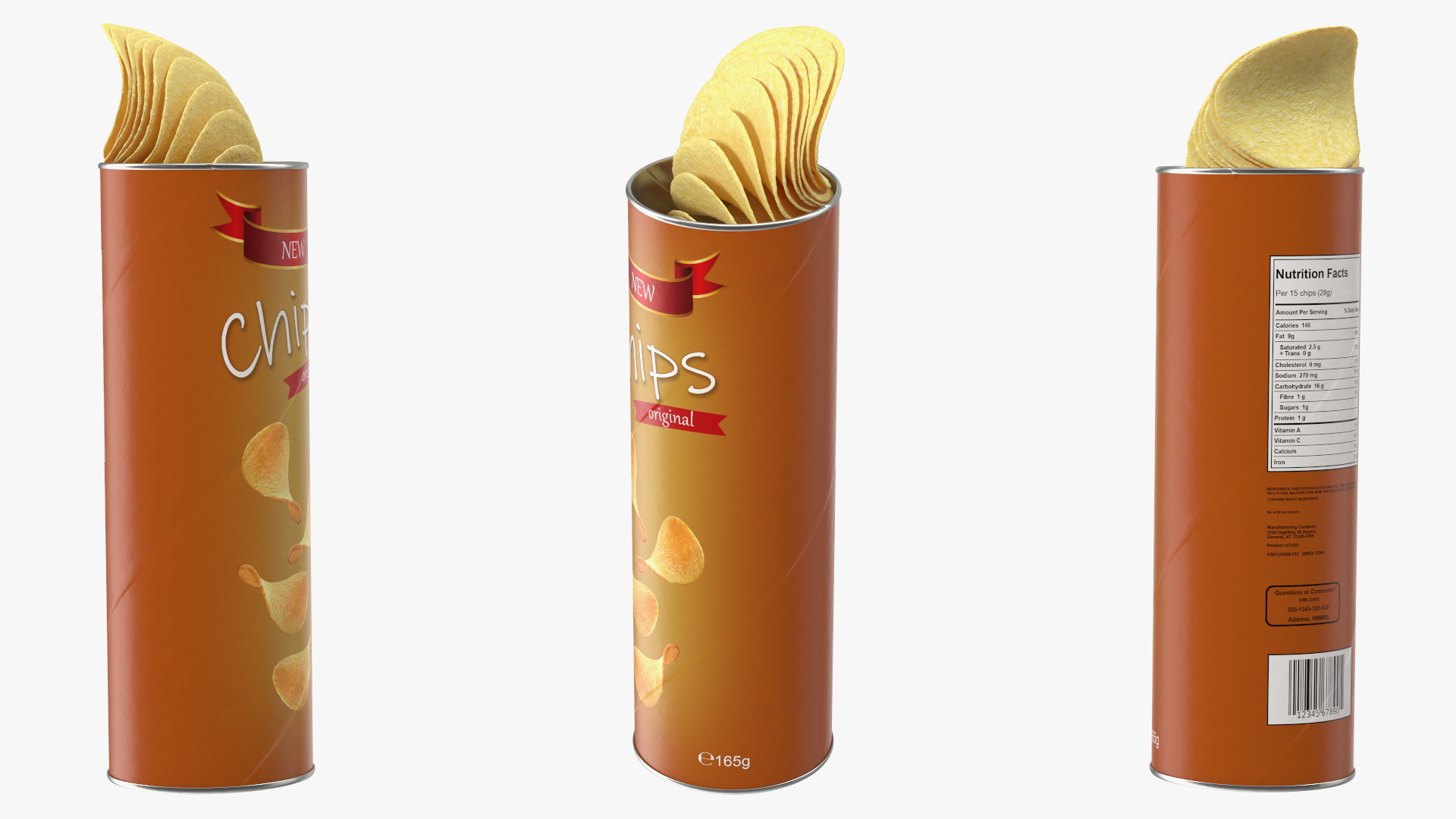 3D model Open Tube of Potato Chips