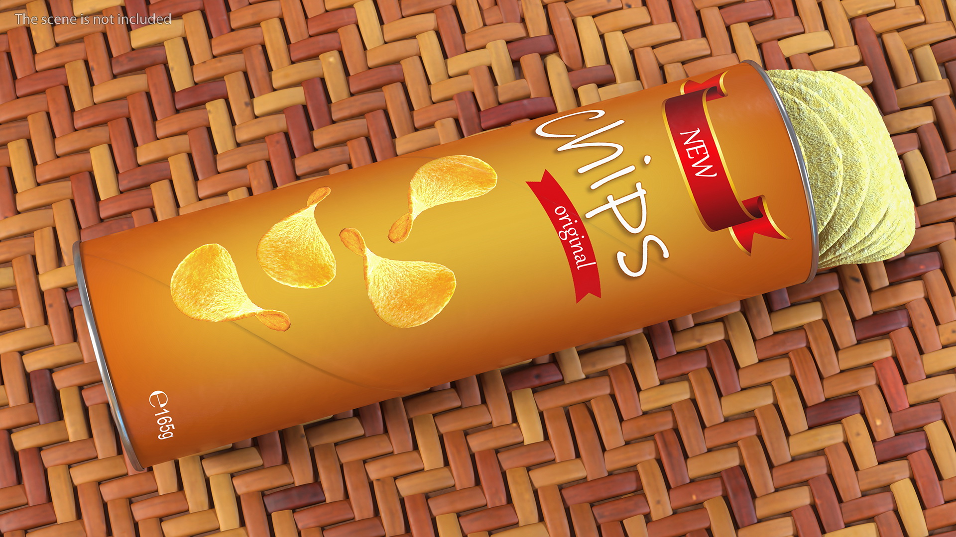 3D model Open Tube of Potato Chips