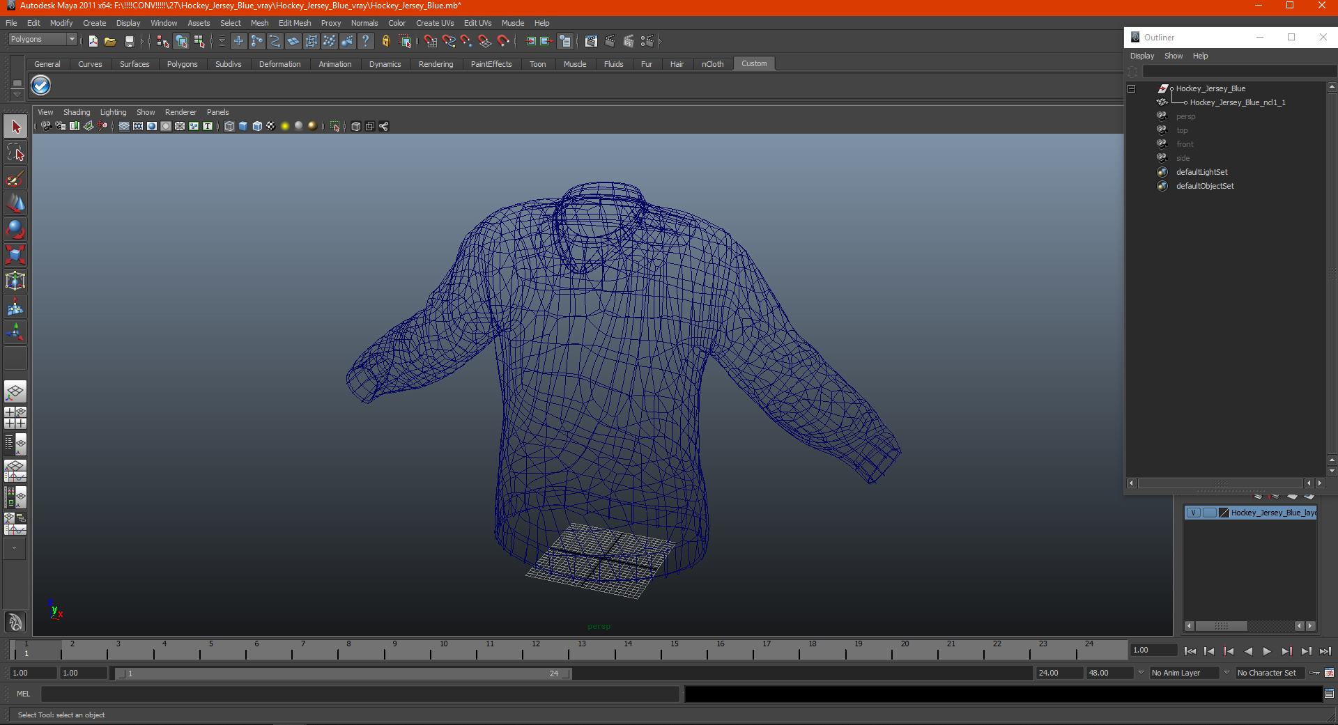 3D Hockey Jersey Blue model