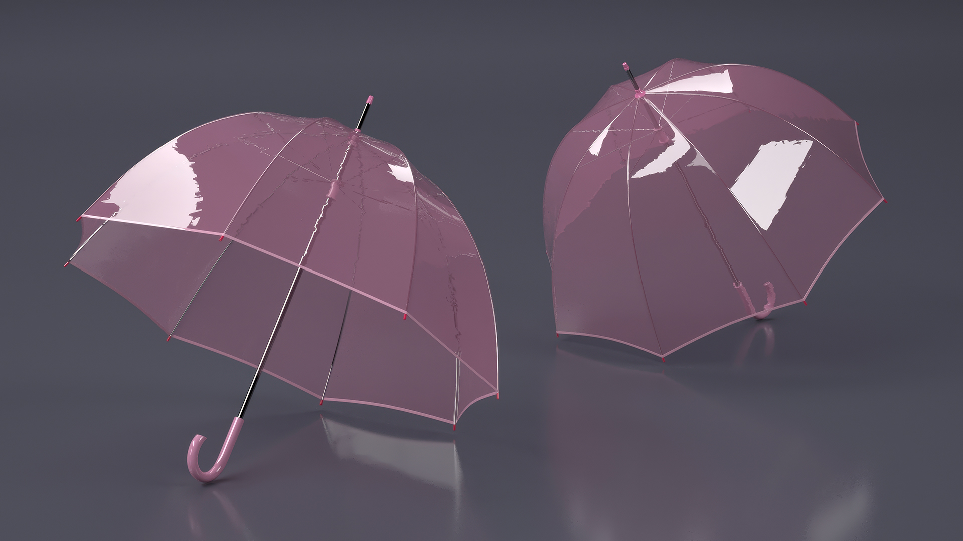 3D Kids Clear Bubble Umbrella Pink