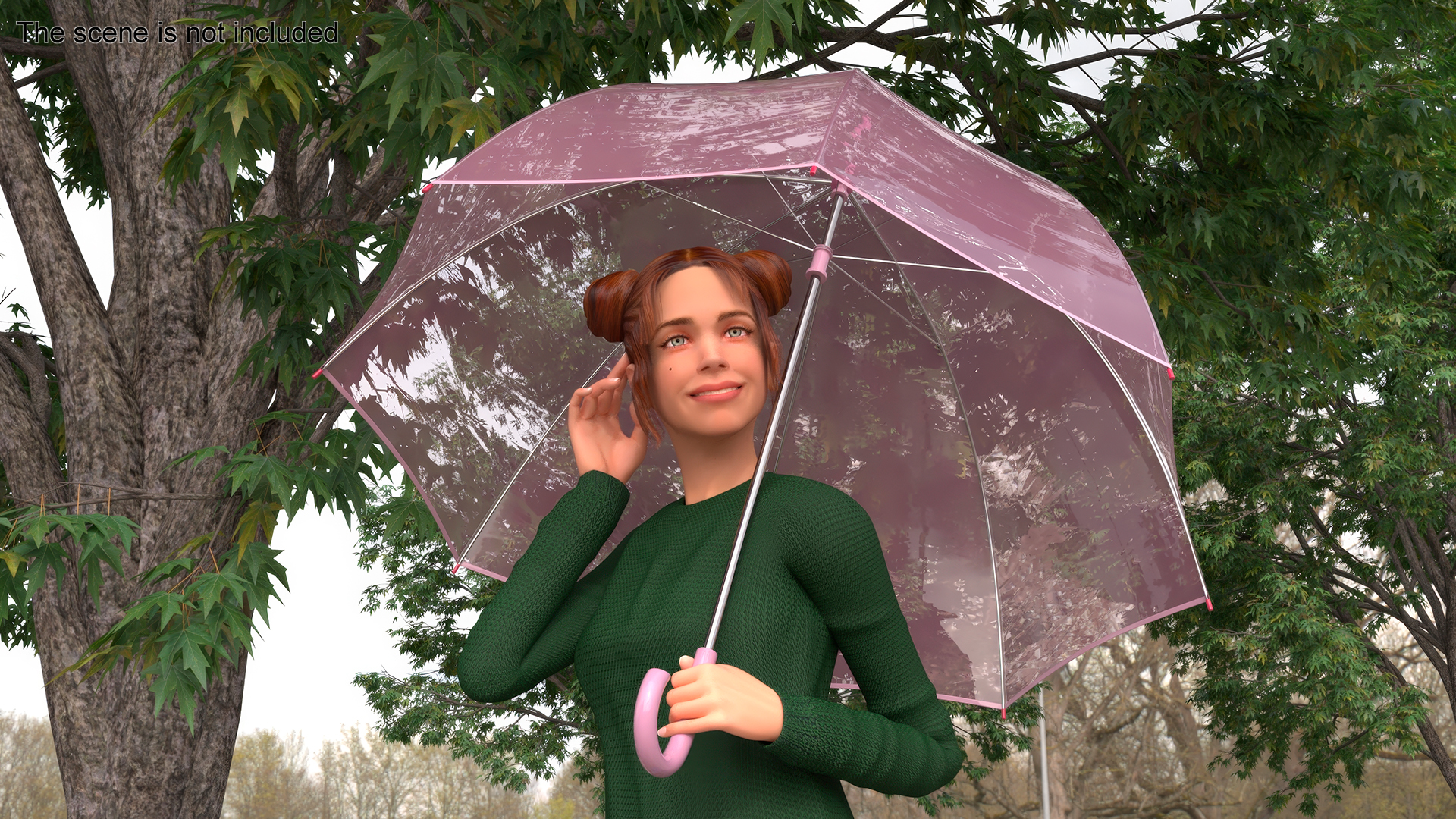 3D Kids Clear Bubble Umbrella Pink