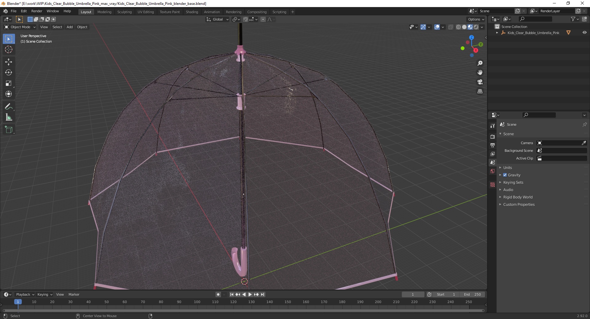 3D Kids Clear Bubble Umbrella Pink