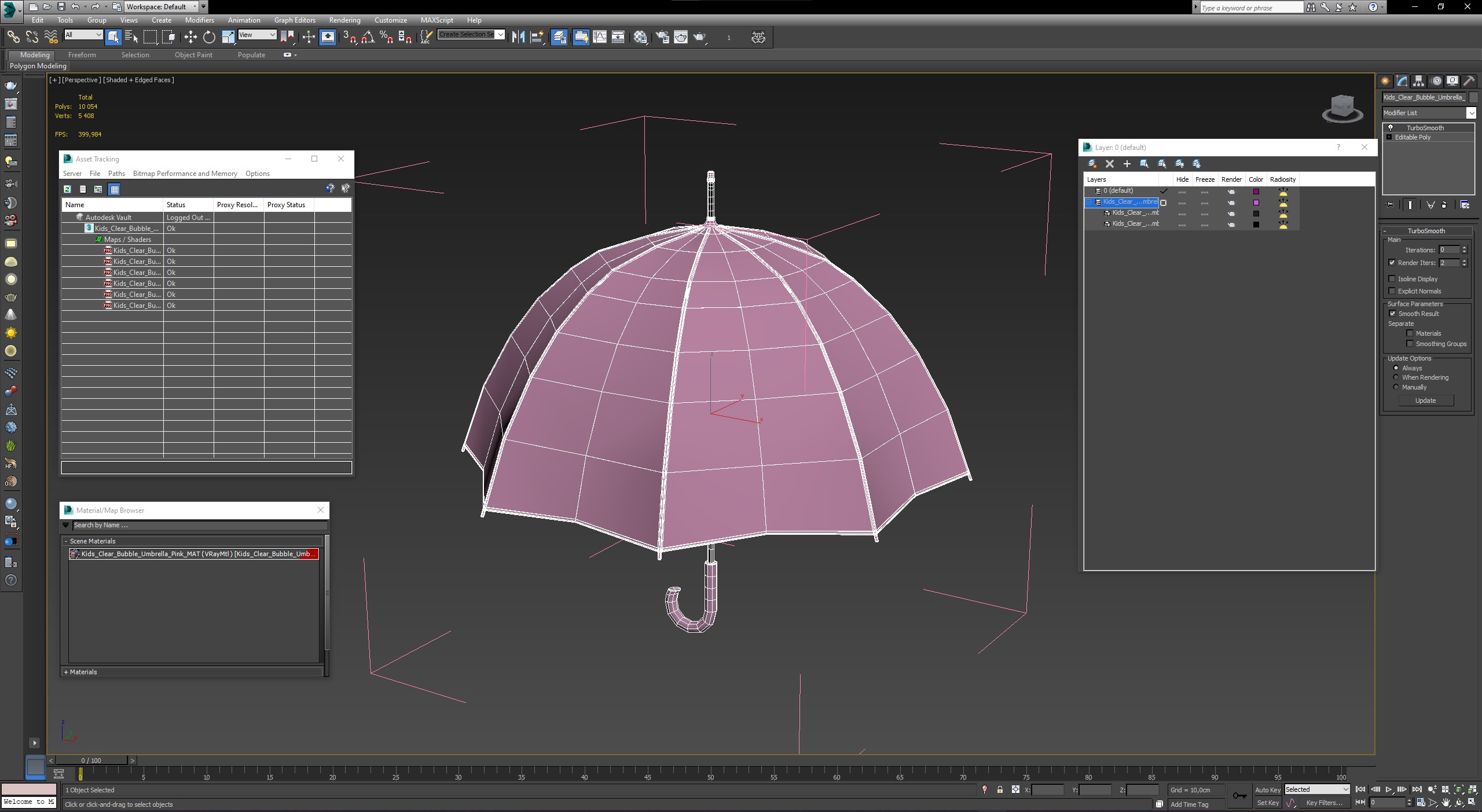 3D Kids Clear Bubble Umbrella Pink