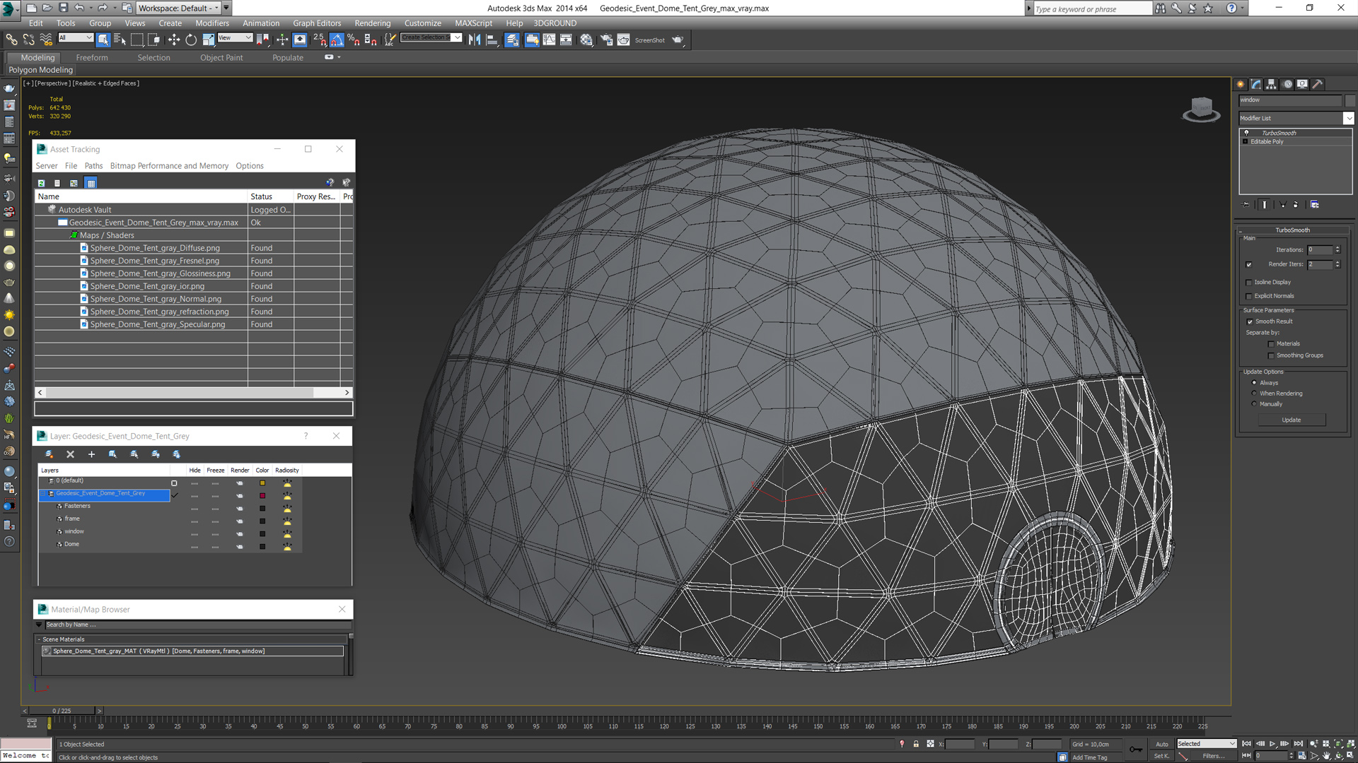 Geodesic Event Dome Tent Grey 3D model