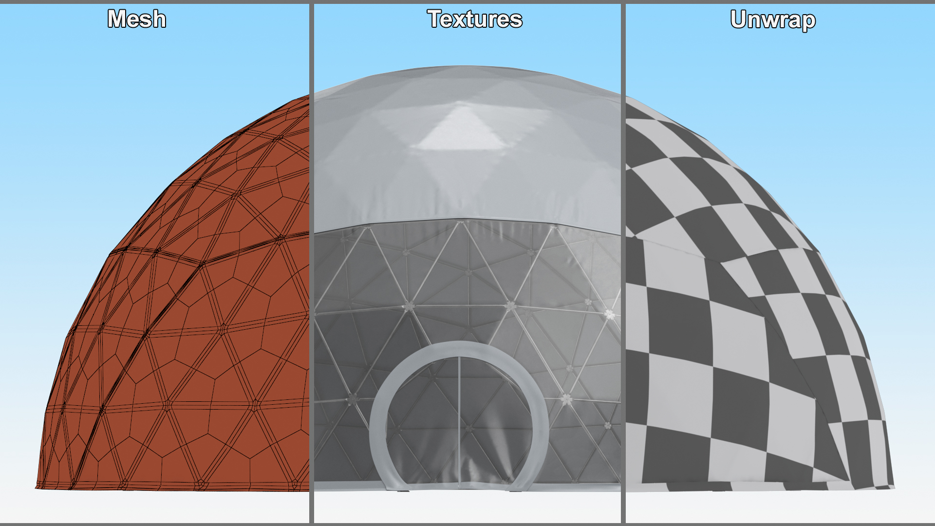 Geodesic Event Dome Tent Grey 3D model