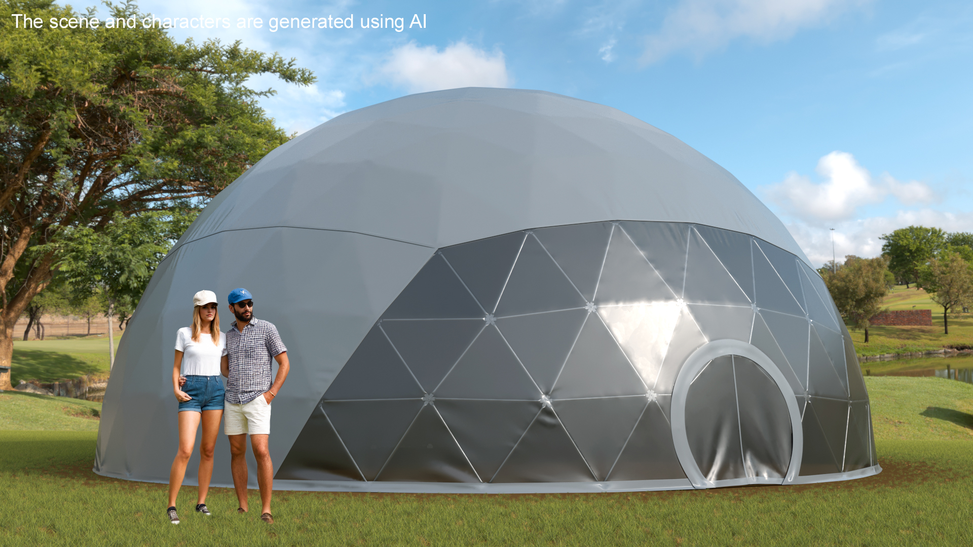 Geodesic Event Dome Tent Grey 3D model