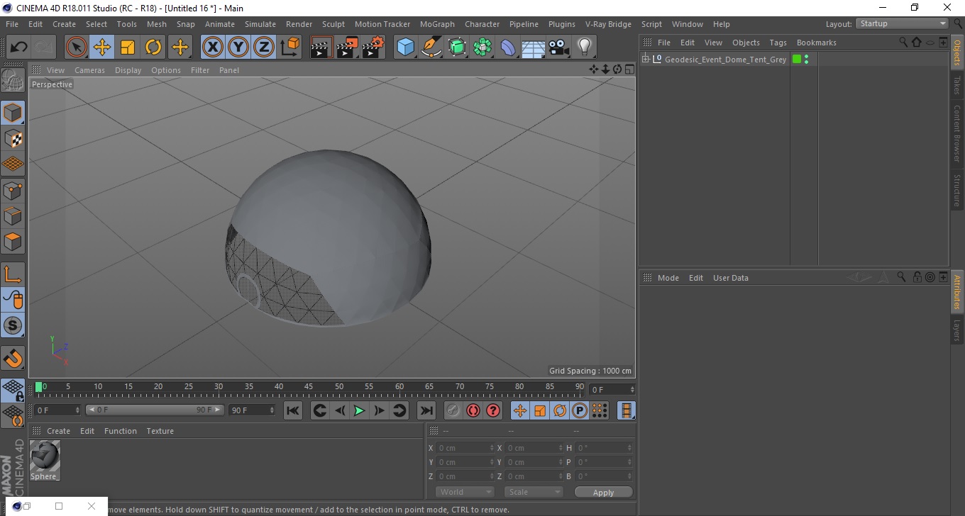 Geodesic Event Dome Tent Grey 3D model