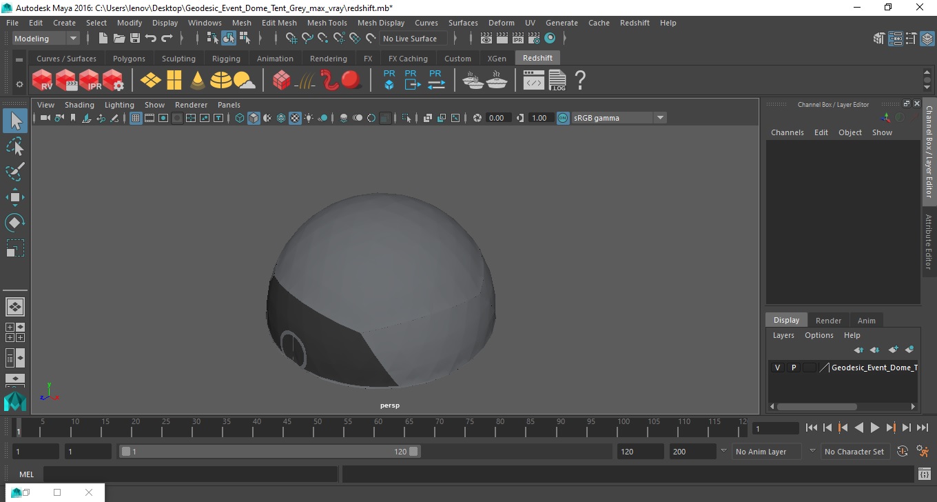 Geodesic Event Dome Tent Grey 3D model