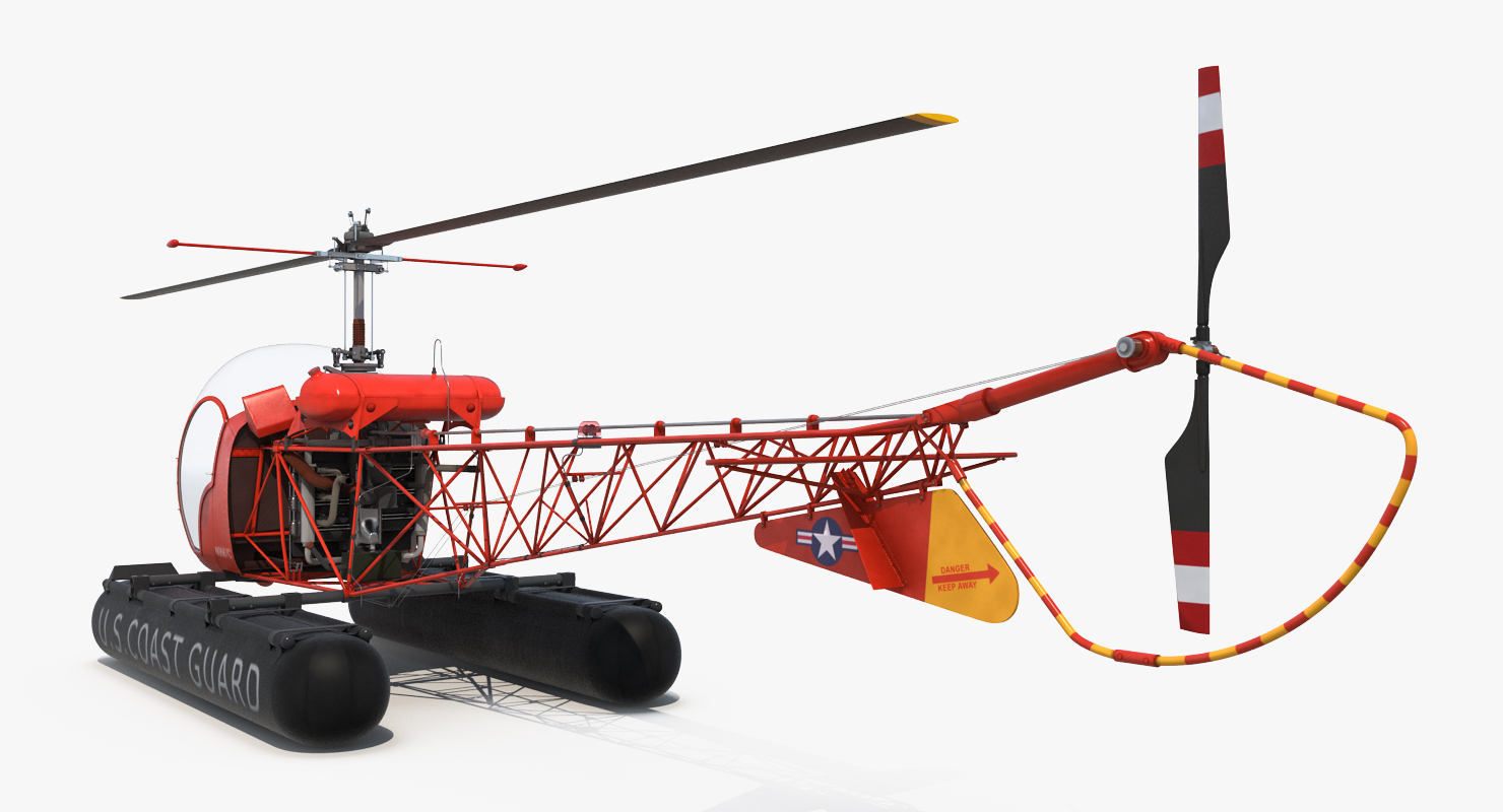 Bell 47 On Floats uscg Rigged 3D model
