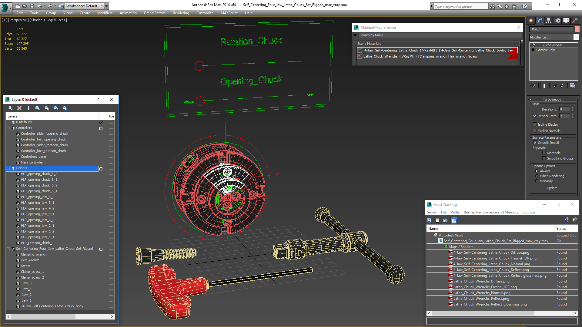 3D Self Centering Four Jaw Lathe Chuck Set Rigged