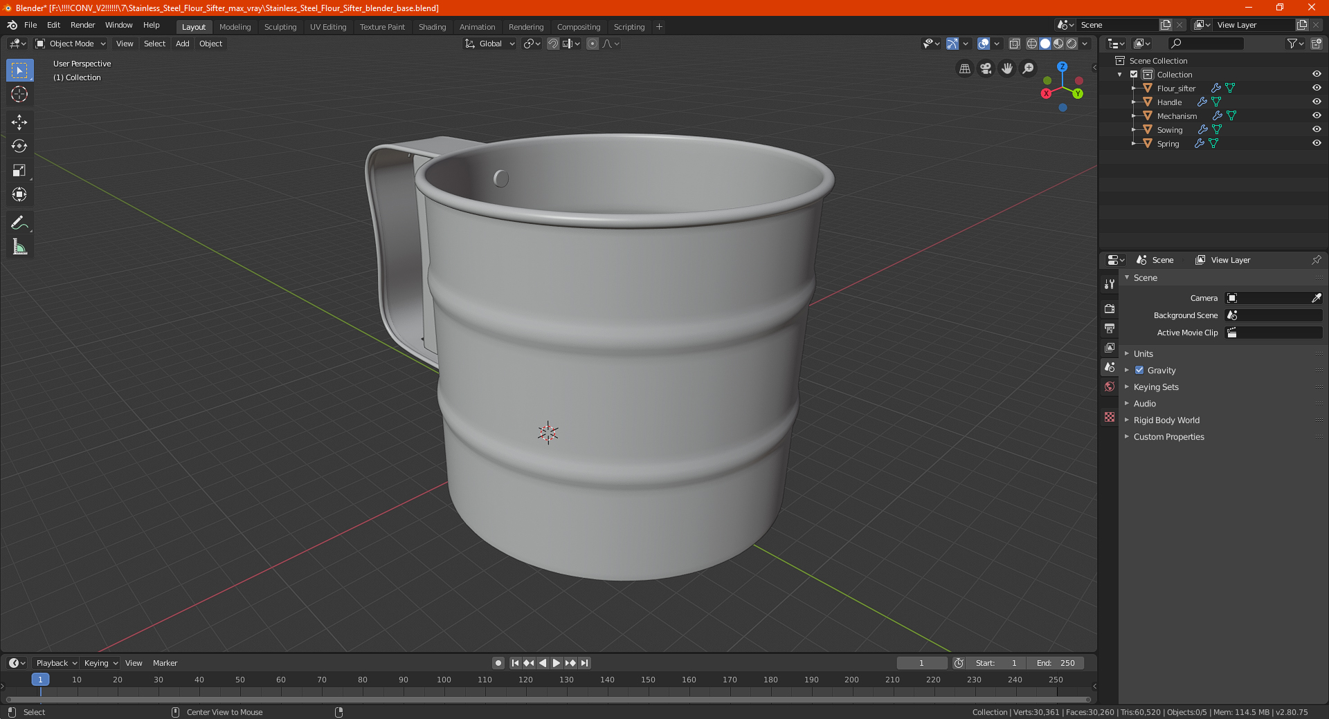 3D Stainless Steel Flour Sifter model