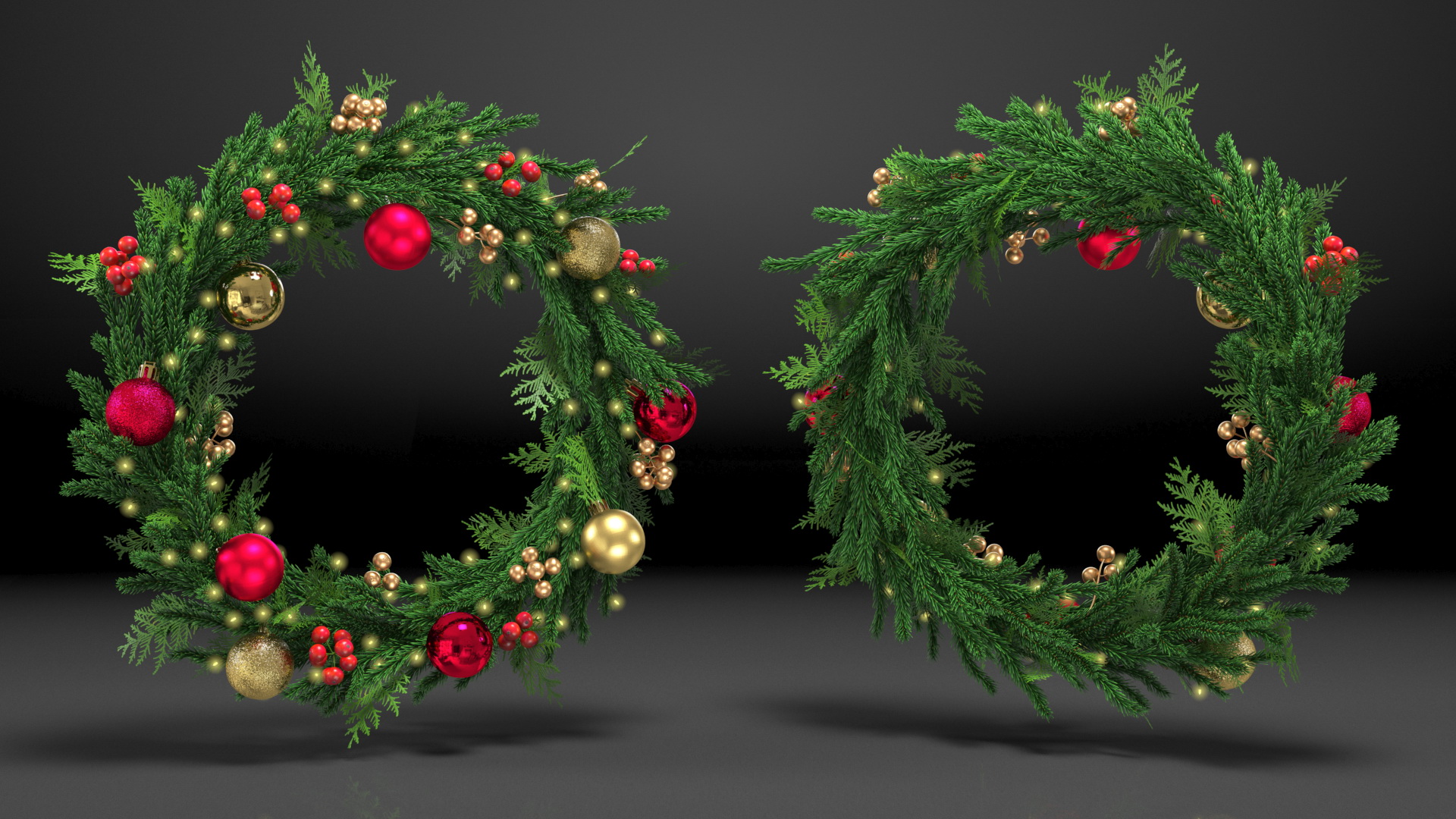 Christmas Wreath with Berries 3D model