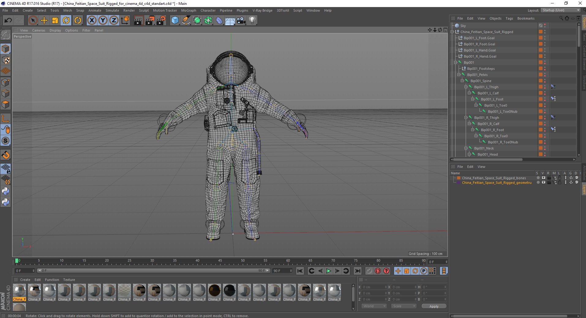 3D model China Feitian Space Suit Rigged for Cinema 4D