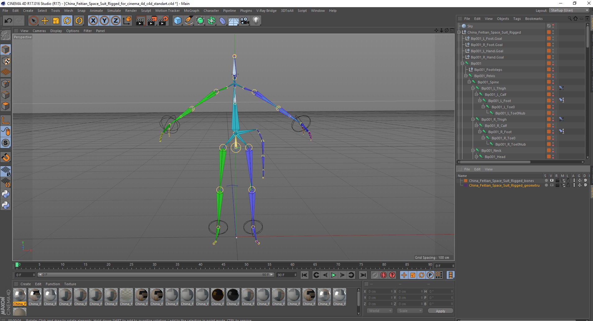 3D model China Feitian Space Suit Rigged for Cinema 4D