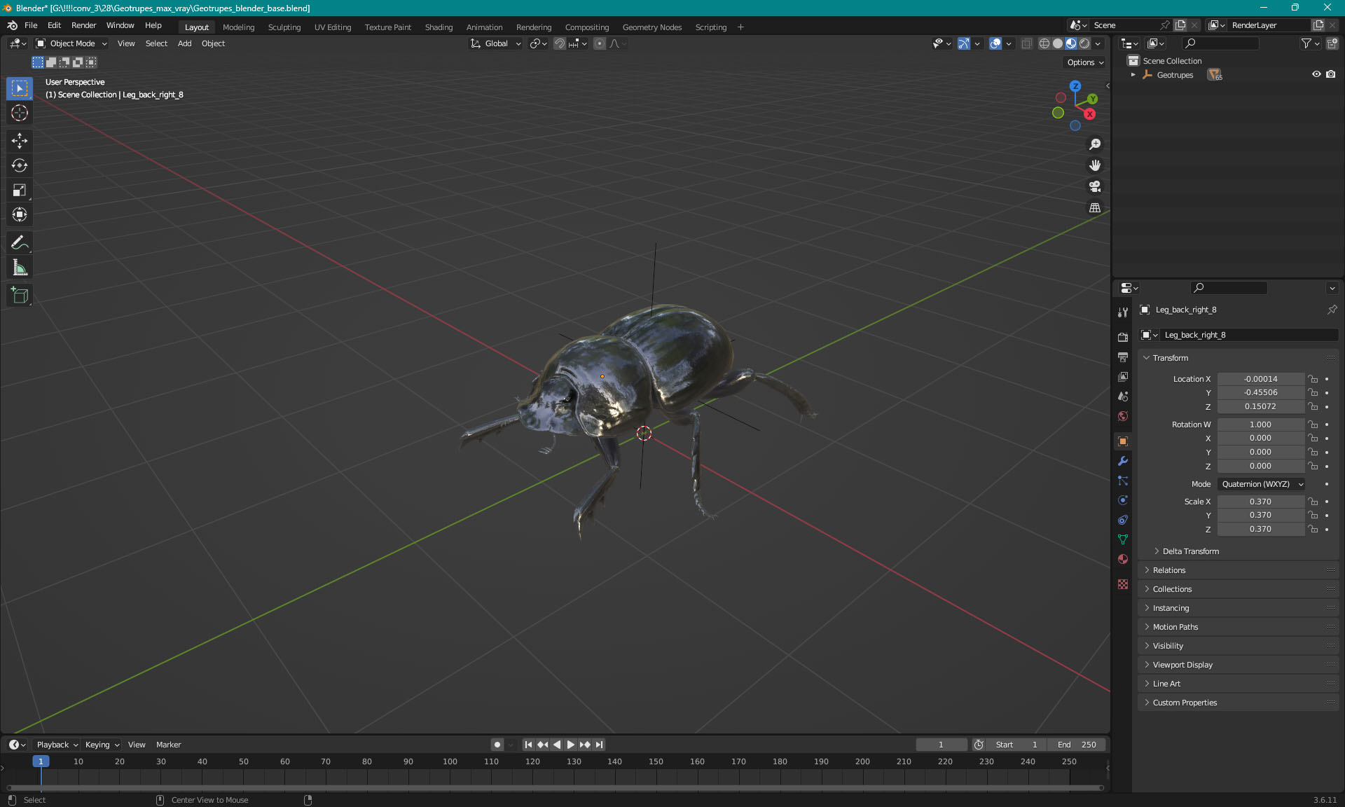 3D model Dung Beetle Standing