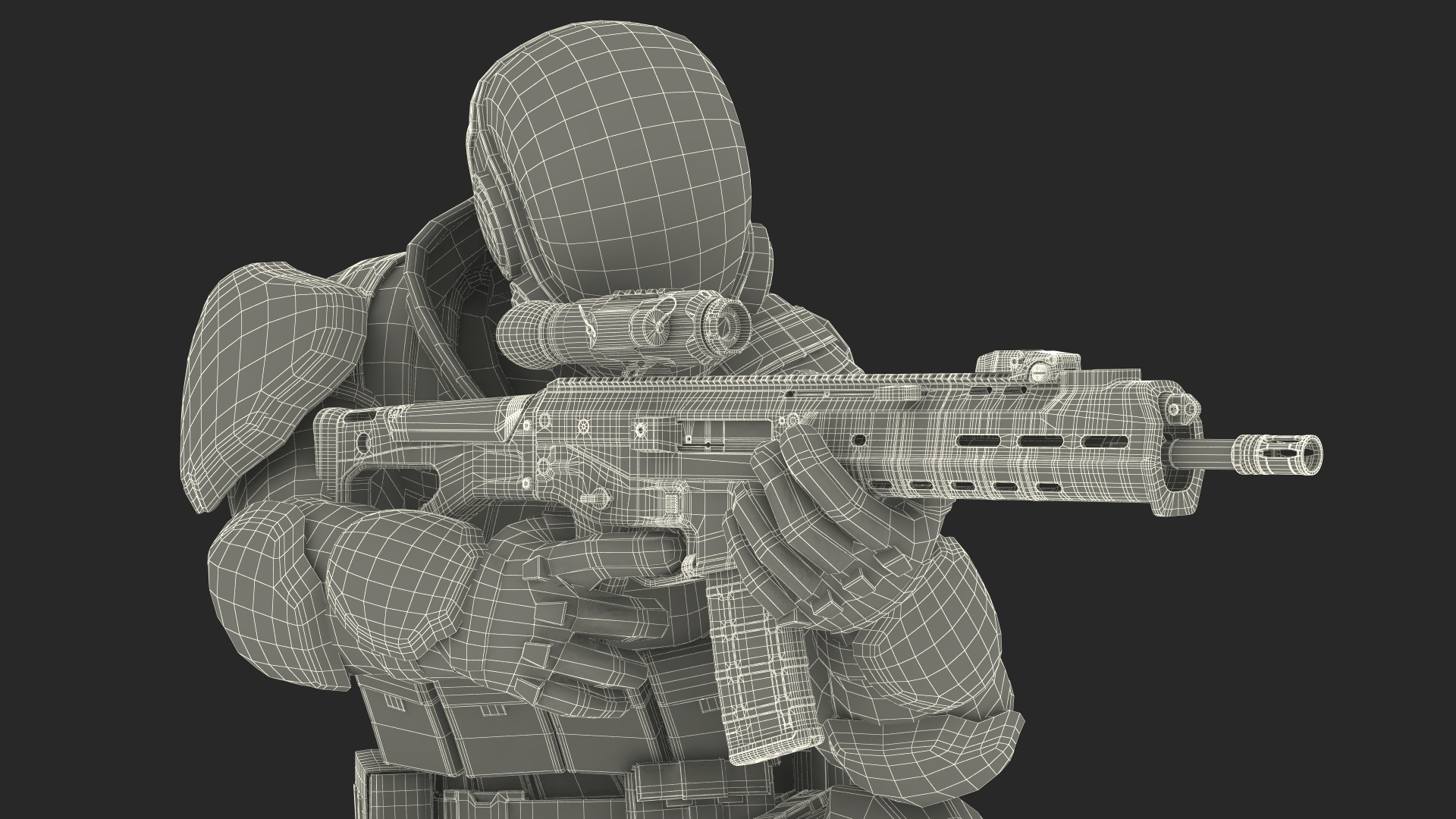 3D Concept Futuristic Soldier Aiming Pose model