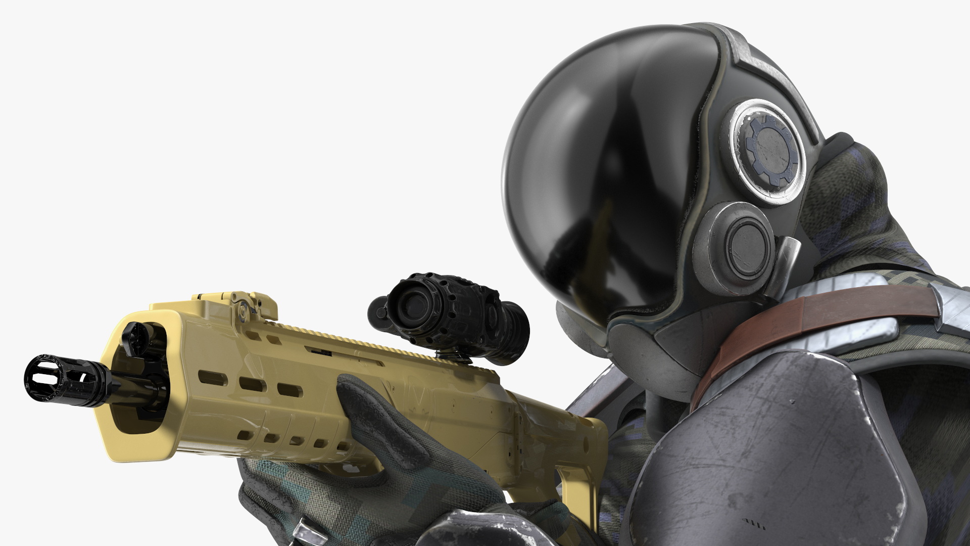 3D Concept Futuristic Soldier Aiming Pose model