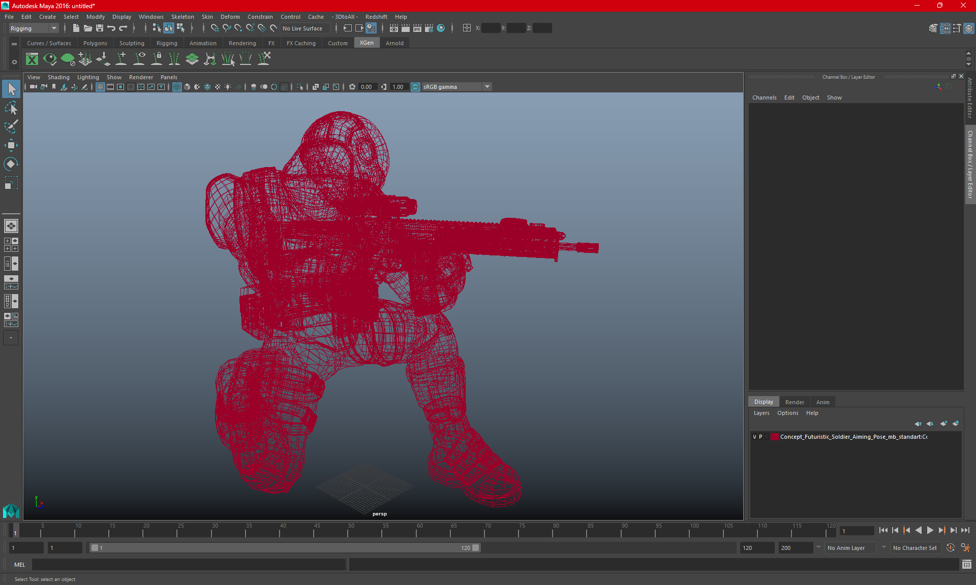 3D Concept Futuristic Soldier Aiming Pose model