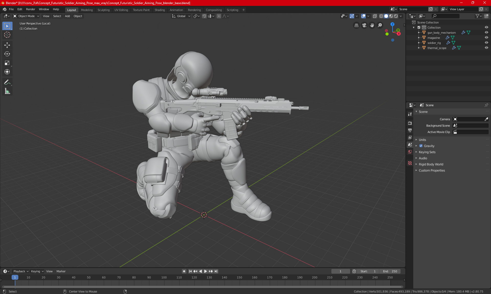 3D Concept Futuristic Soldier Aiming Pose model