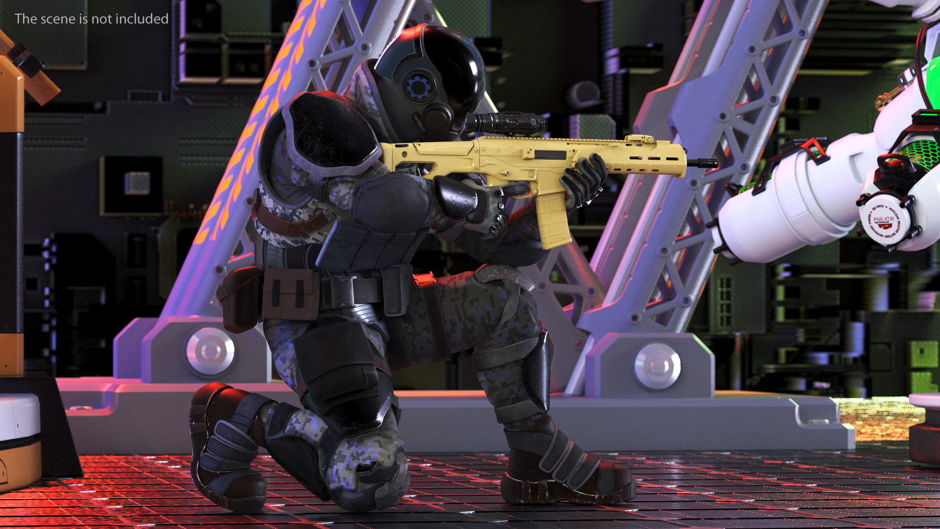 3D Concept Futuristic Soldier Aiming Pose model