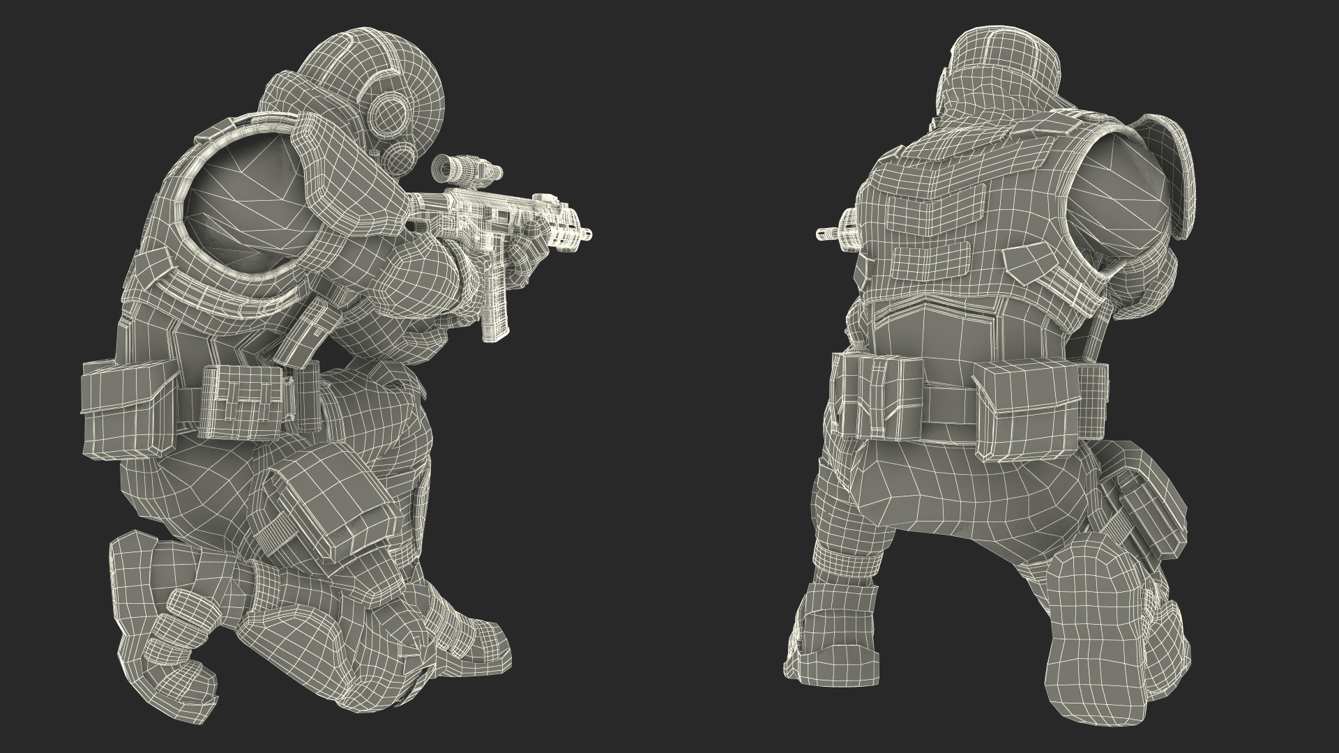 3D Concept Futuristic Soldier Aiming Pose model