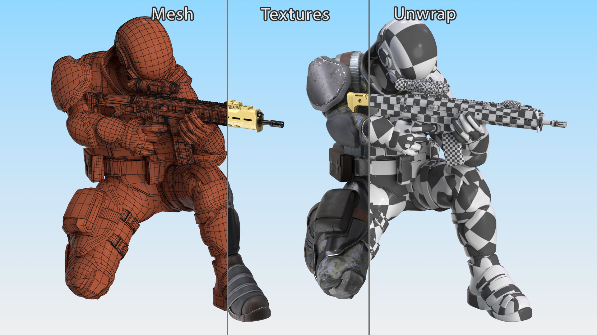3D Concept Futuristic Soldier Aiming Pose model