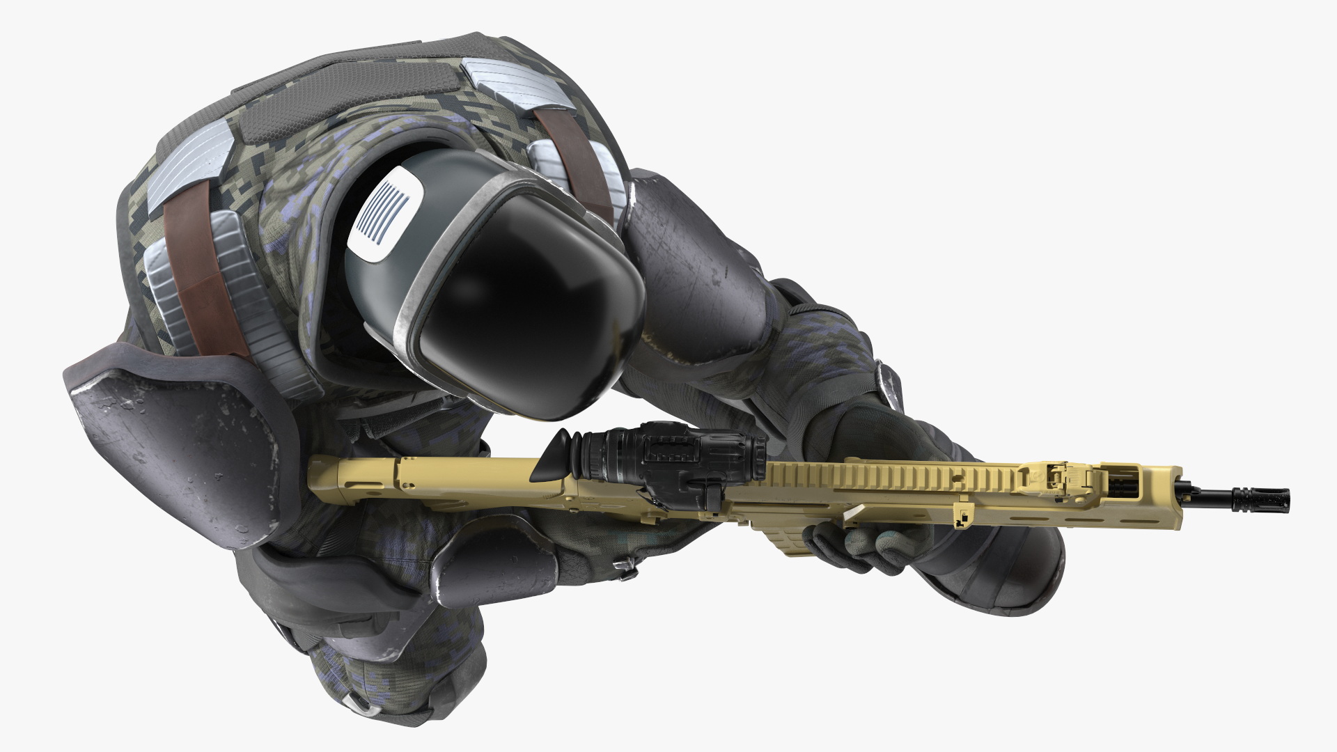 3D Concept Futuristic Soldier Aiming Pose model