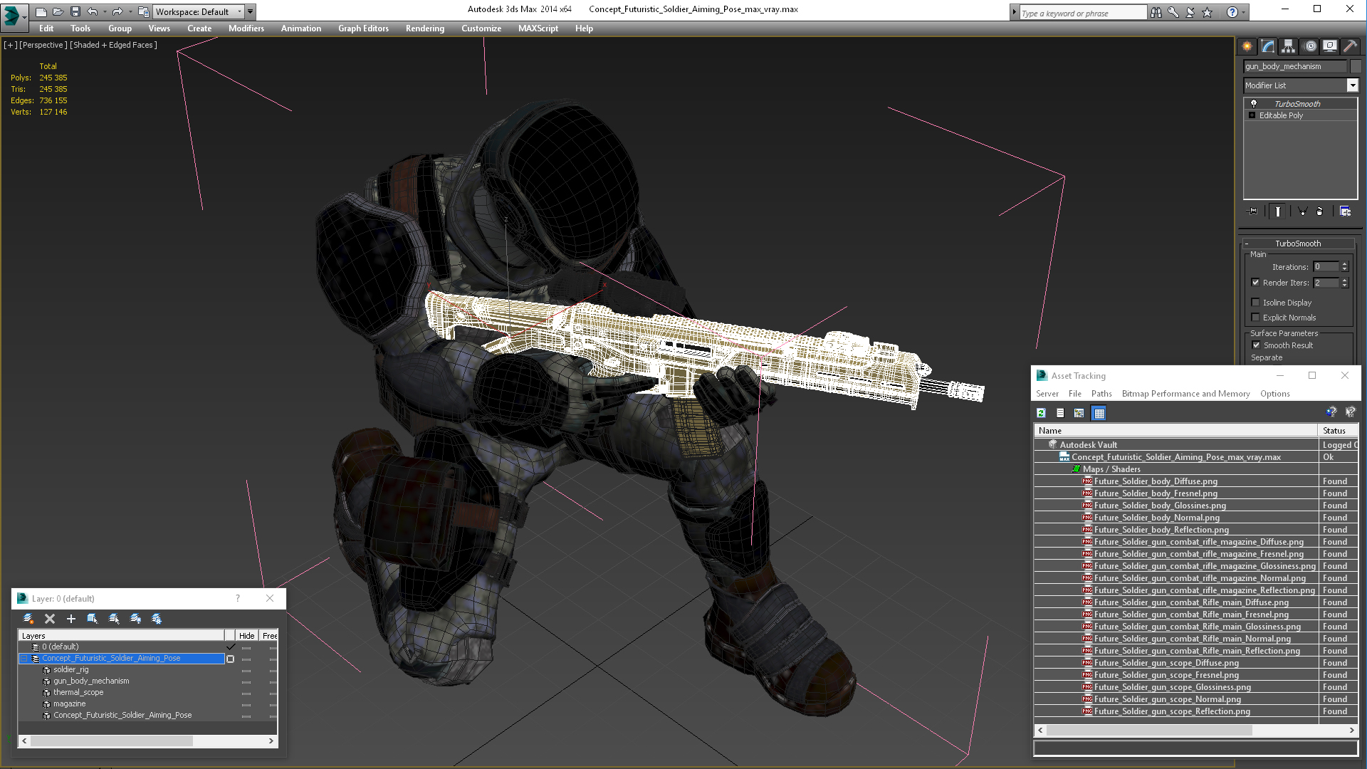 3D Concept Futuristic Soldier Aiming Pose model