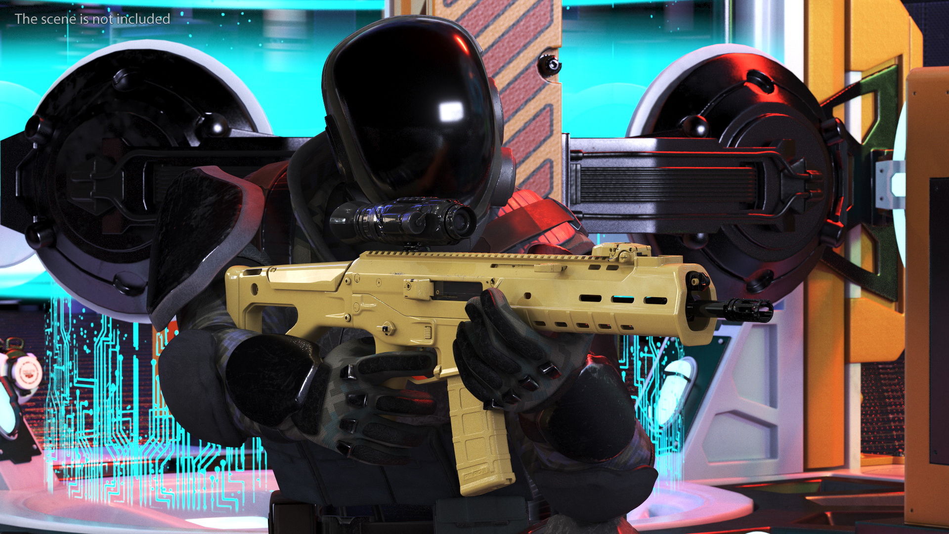 3D Concept Futuristic Soldier Aiming Pose model