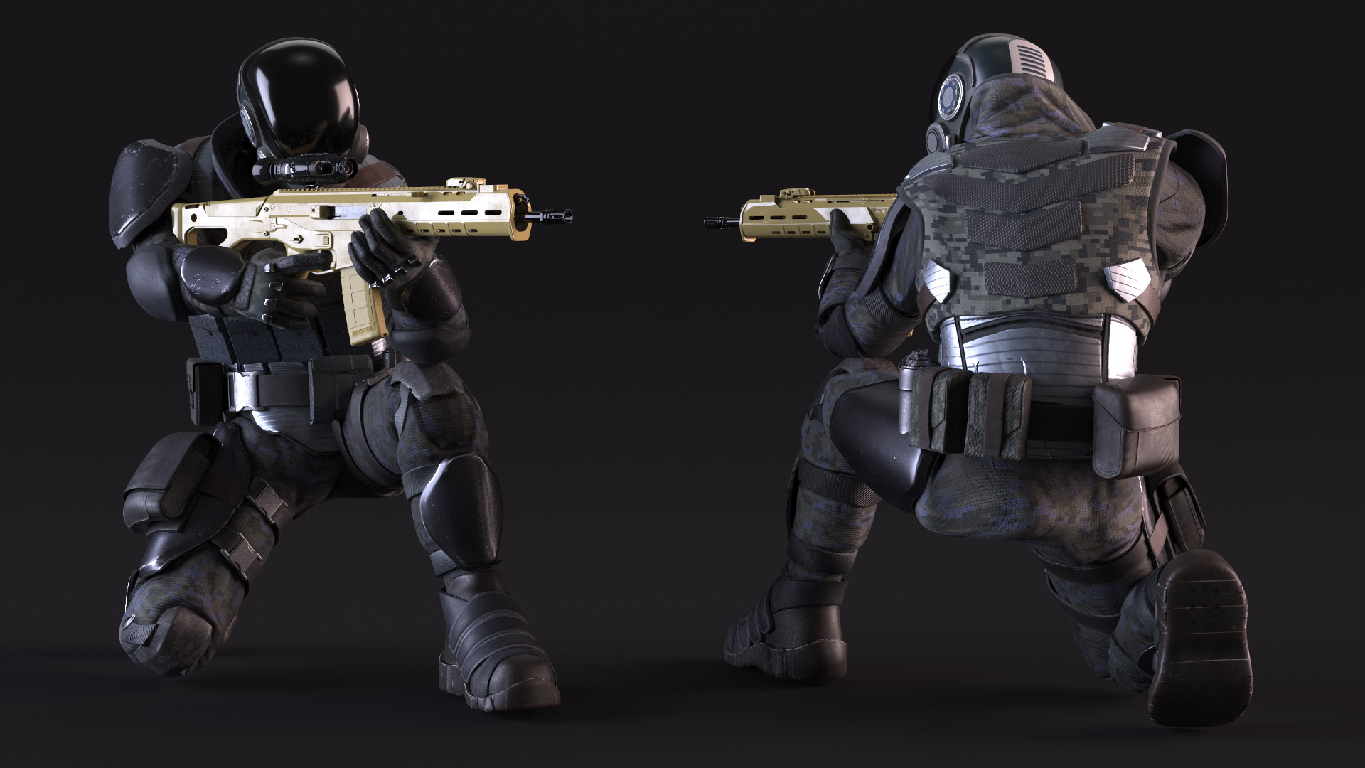 3D Concept Futuristic Soldier Aiming Pose model