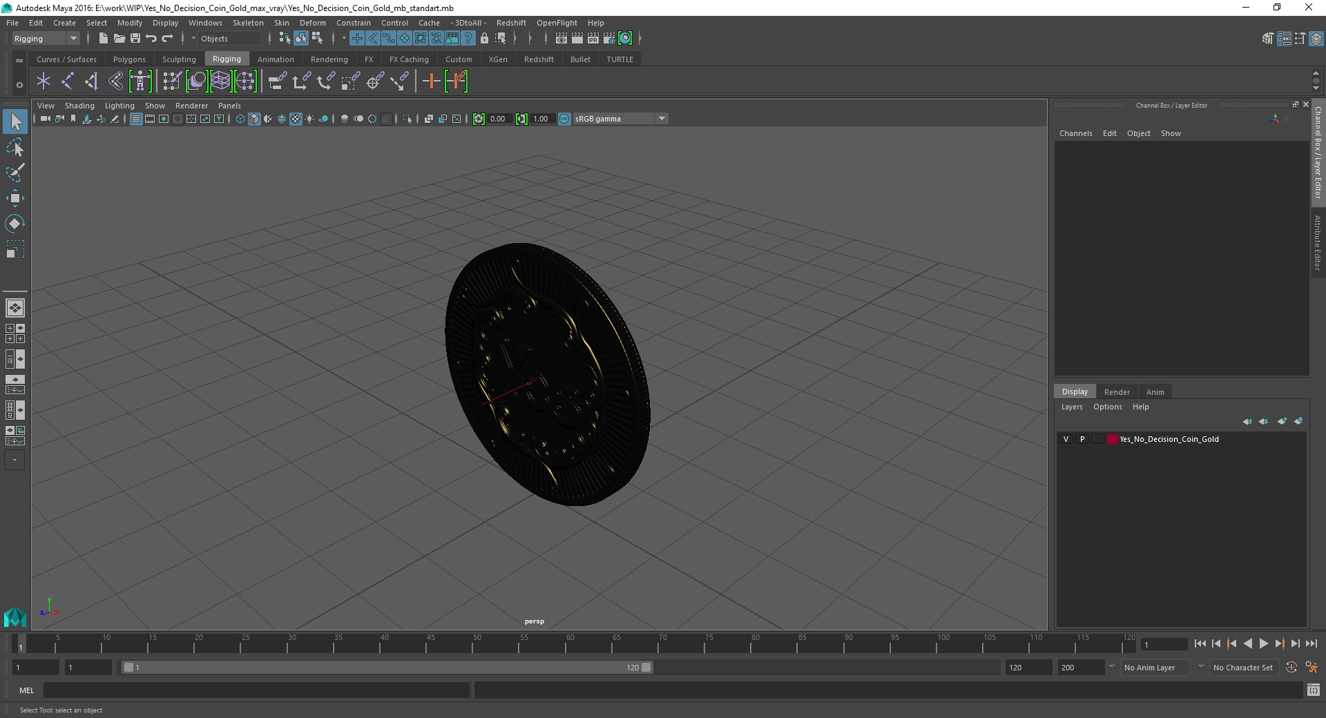 3D model Yes No Decision Coin Gold