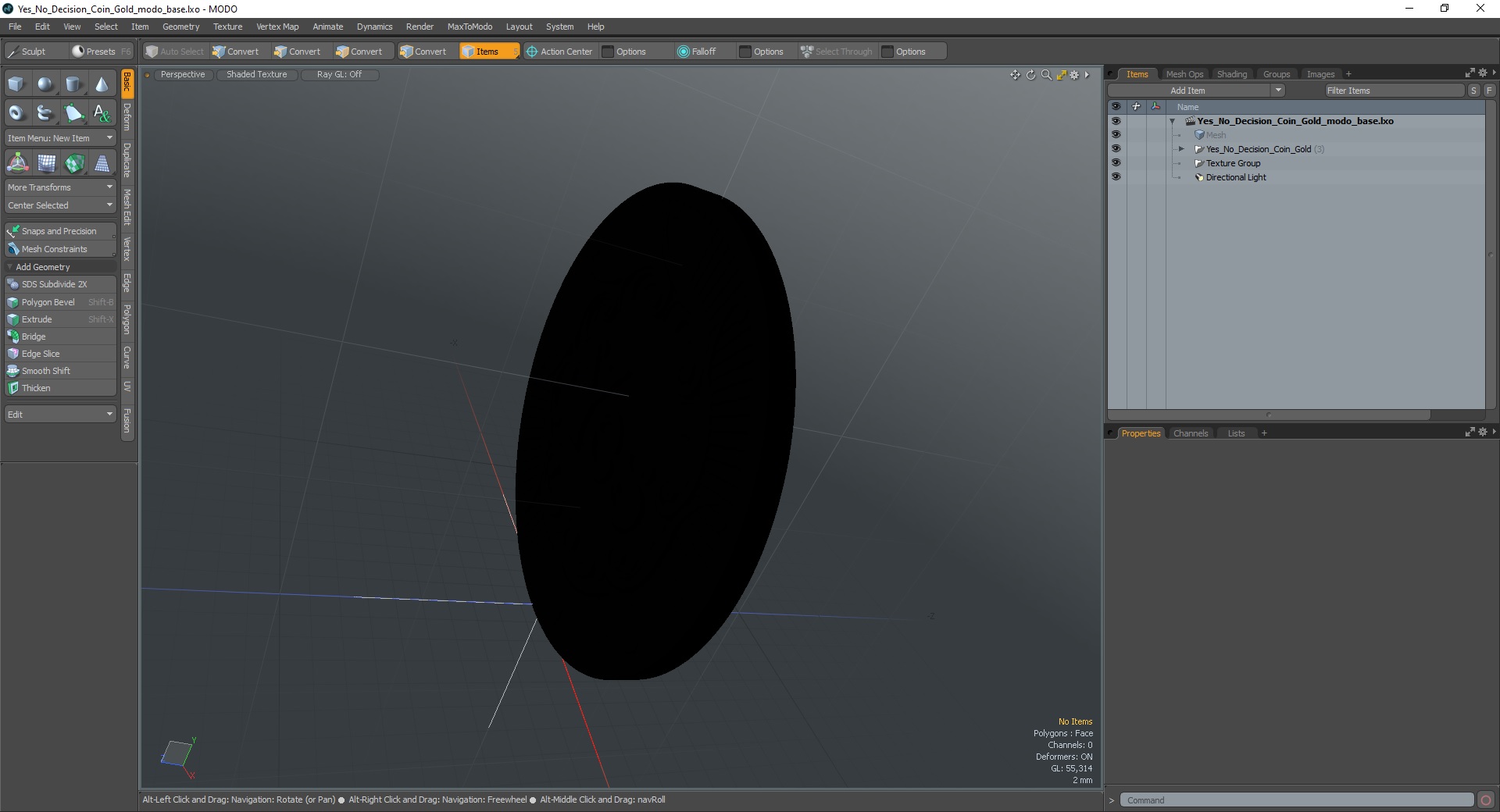 3D model Yes No Decision Coin Gold