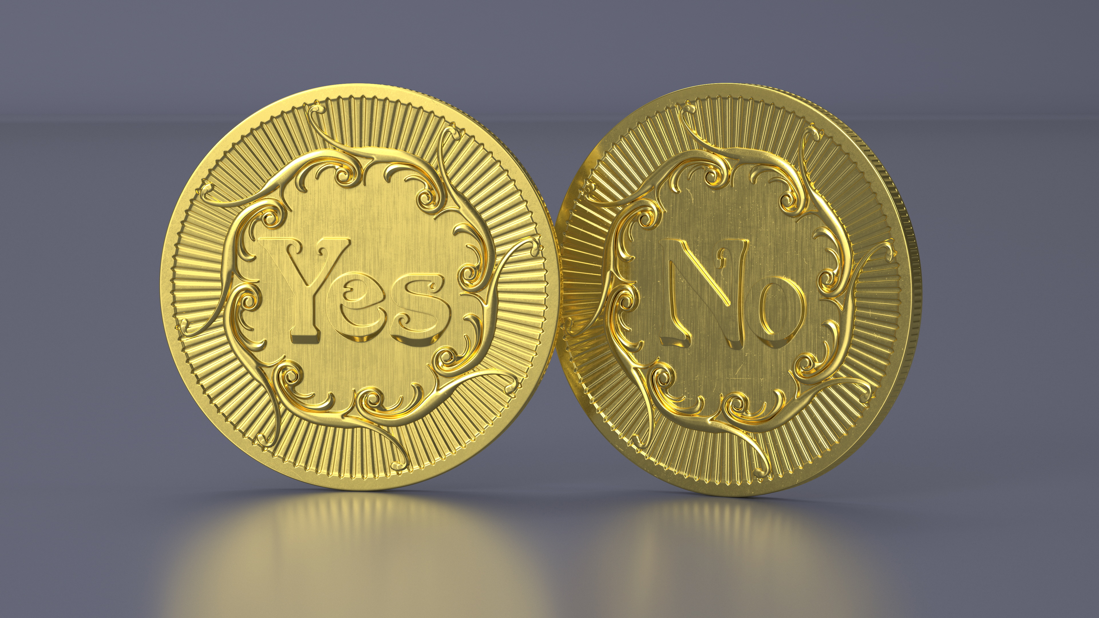 3D model Yes No Decision Coin Gold