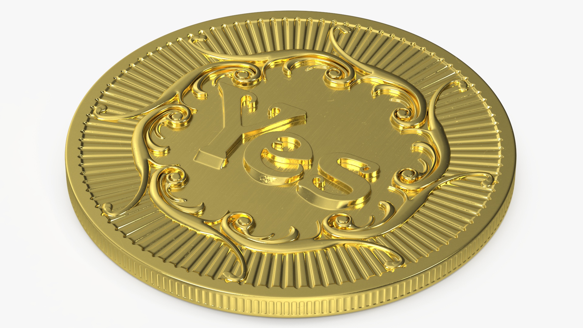 3D model Yes No Decision Coin Gold