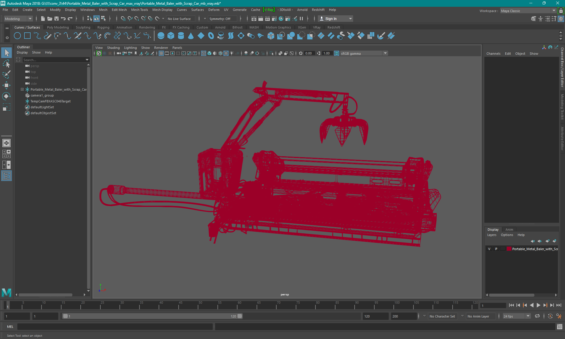 3D model Portable Metal Baler with Scrap Car