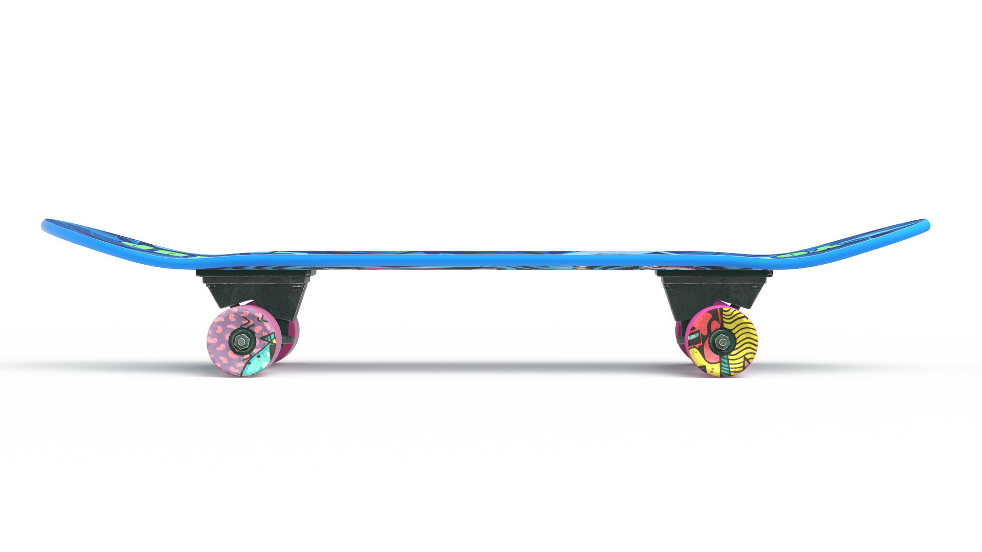 3D Classic Skateboard Face Blue model