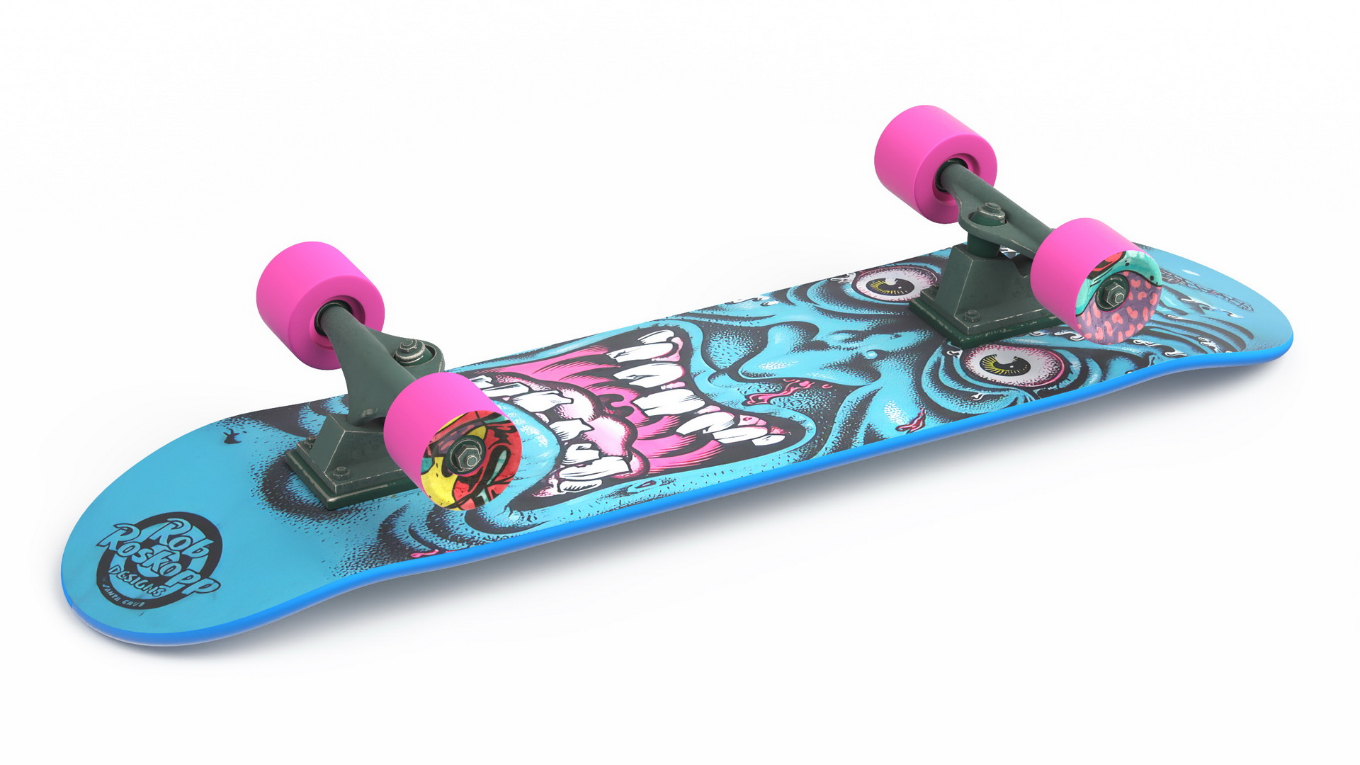 3D Classic Skateboard Face Blue model