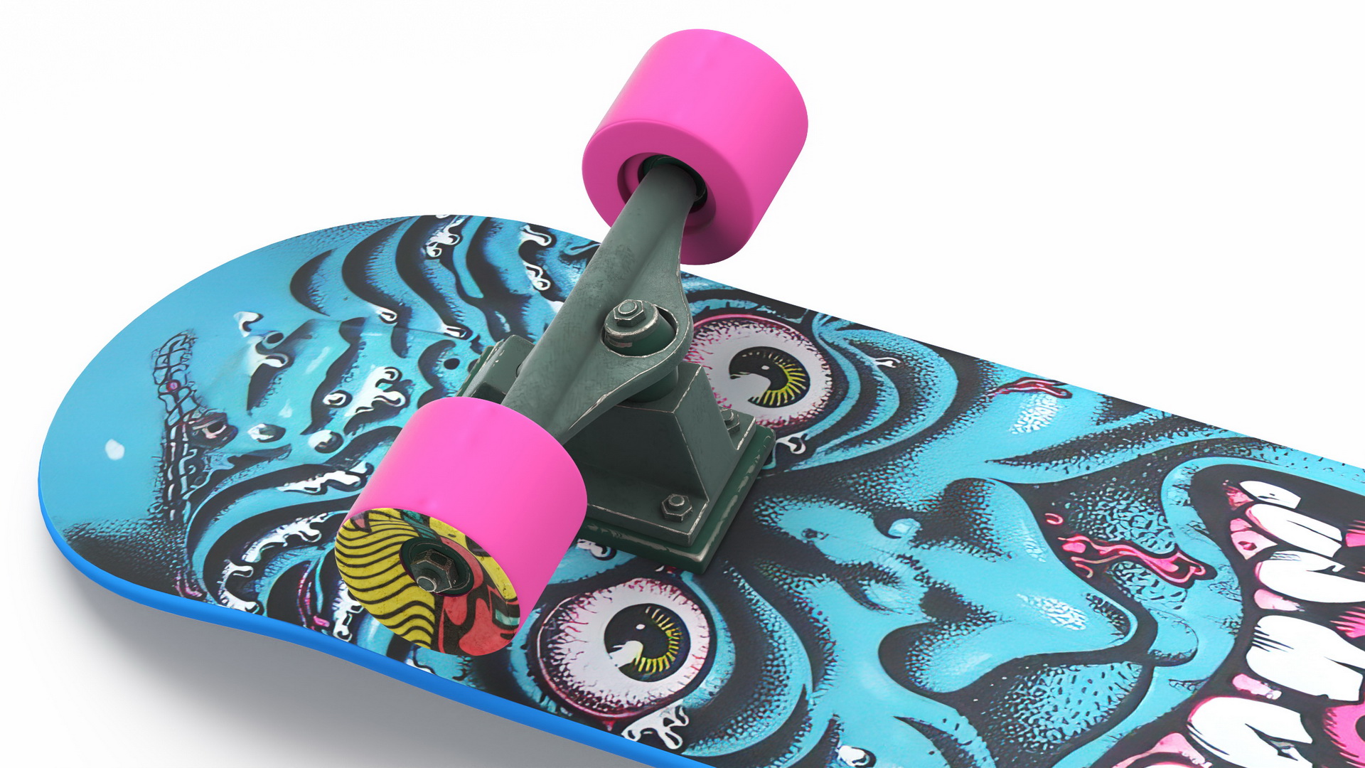 3D Classic Skateboard Face Blue model