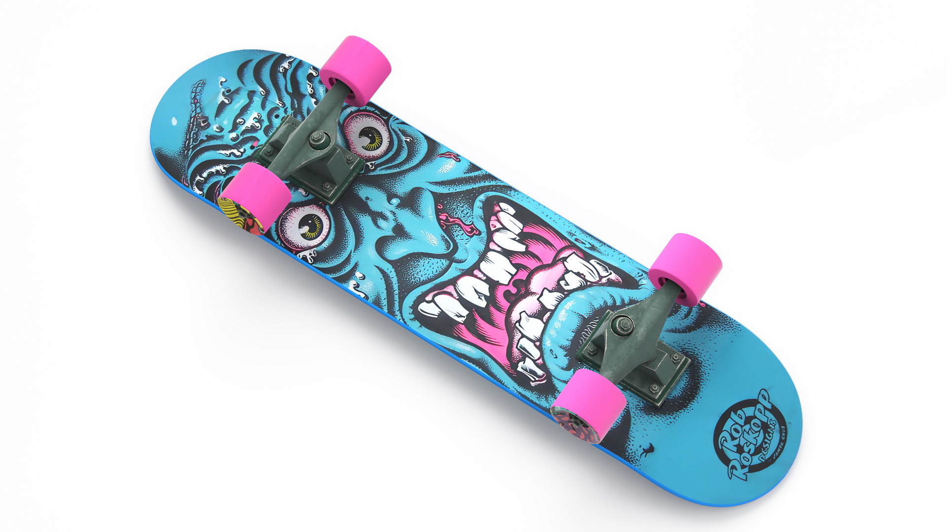 3D Classic Skateboard Face Blue model