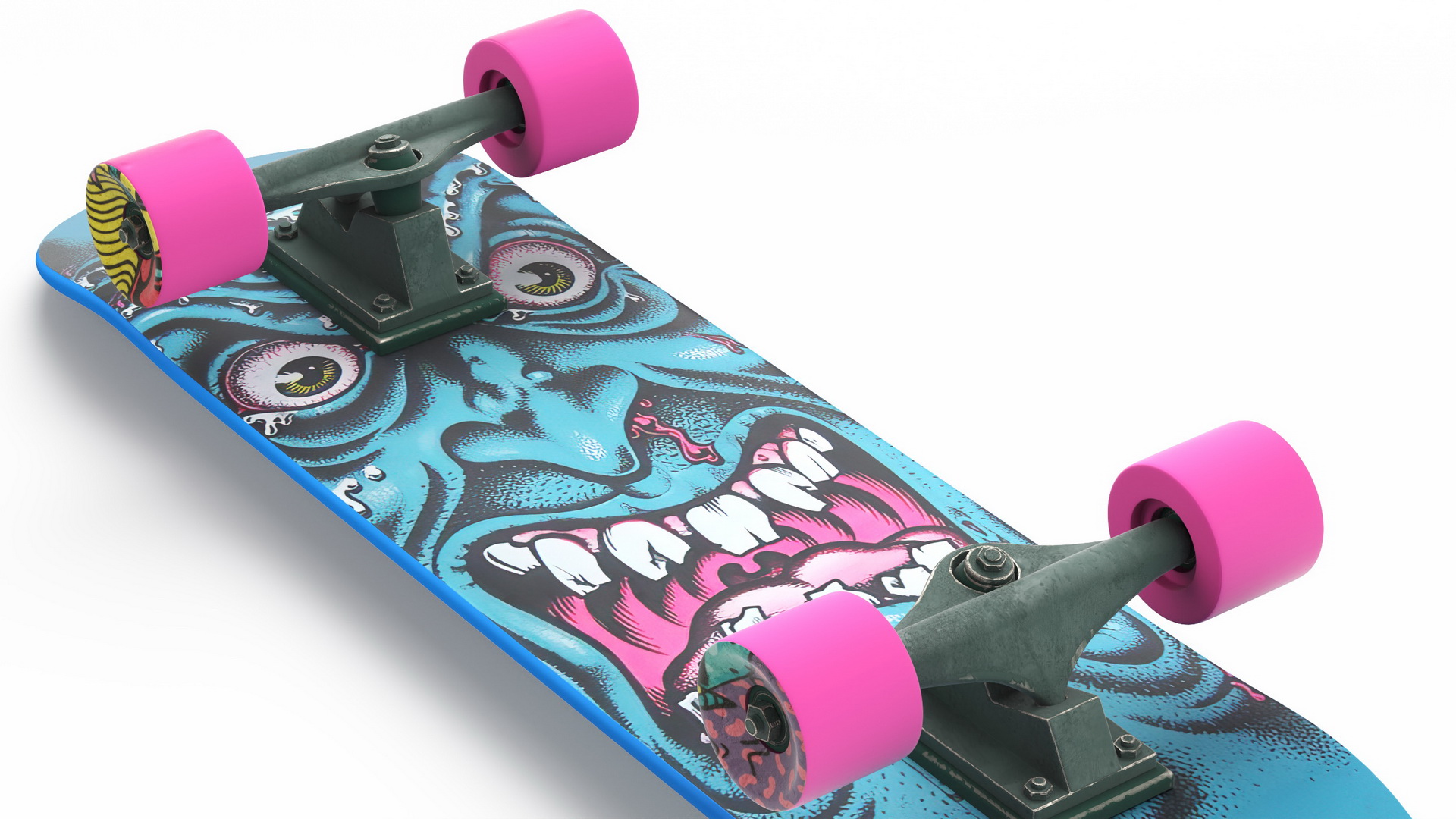 3D Classic Skateboard Face Blue model