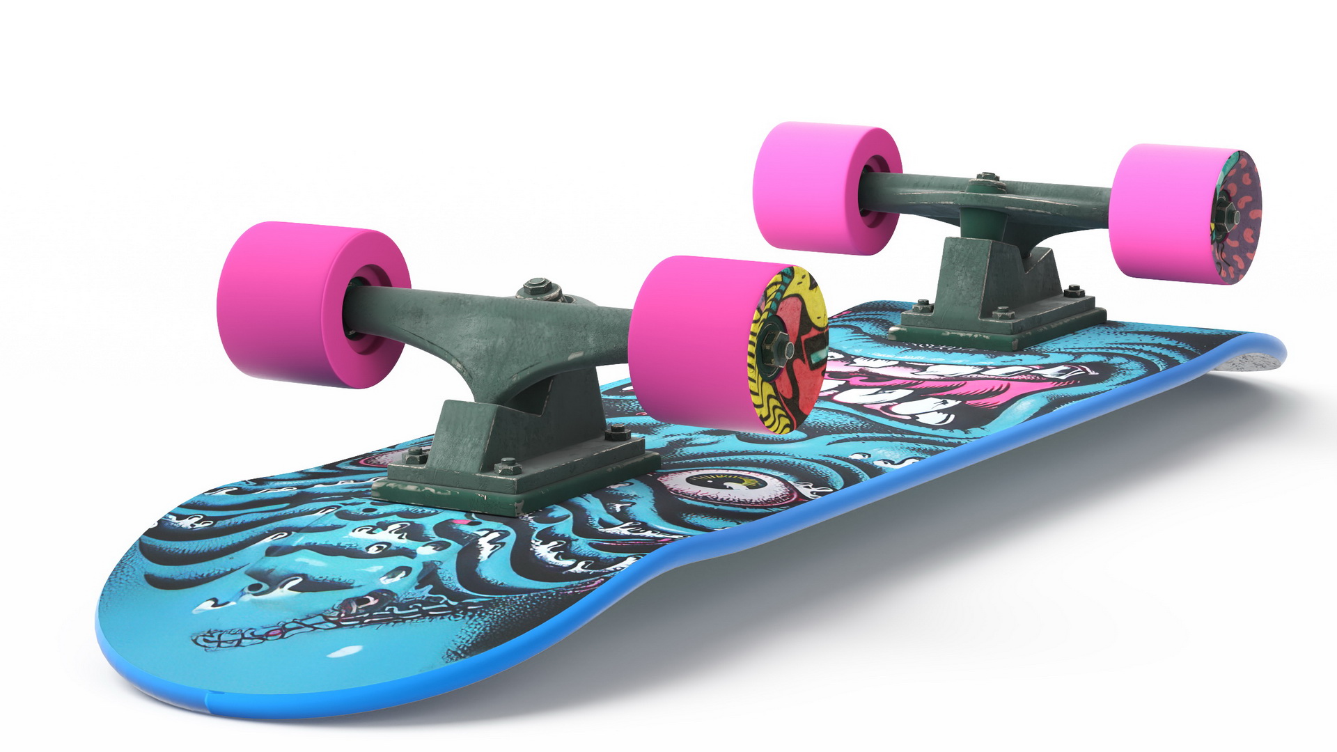 3D Classic Skateboard Face Blue model