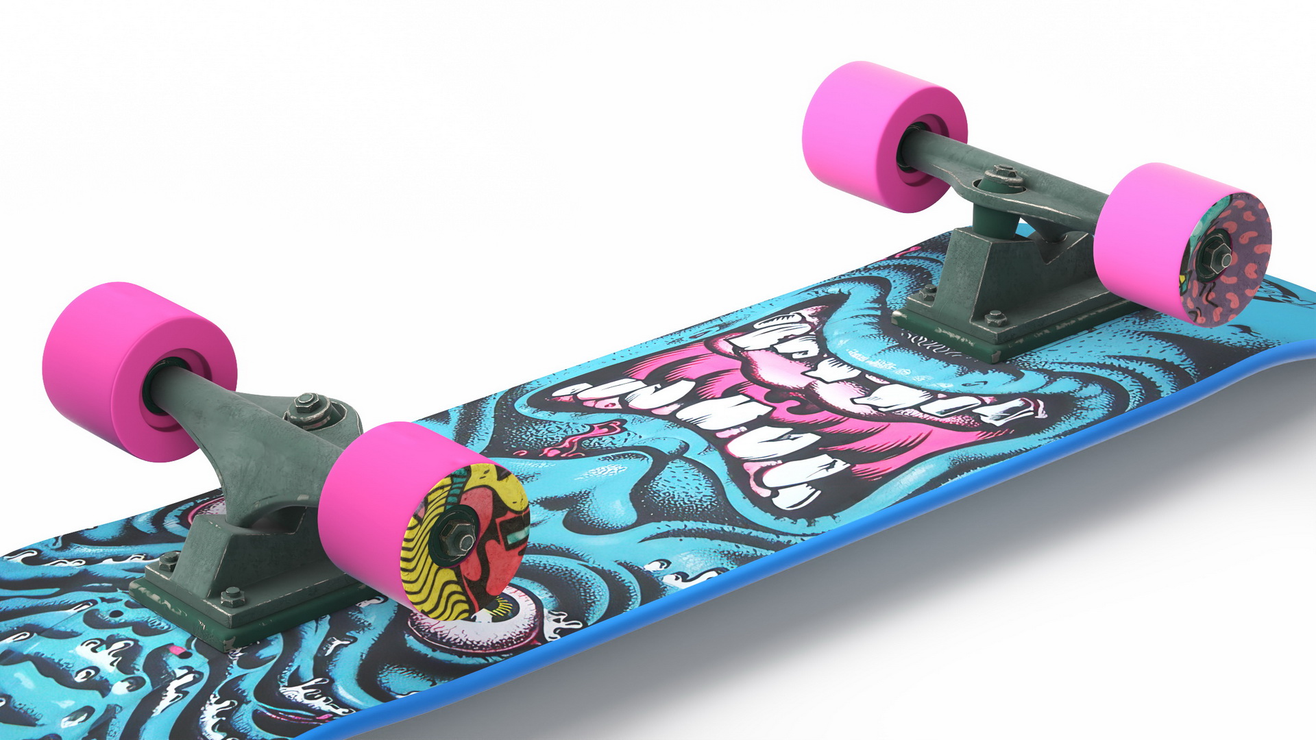 3D Classic Skateboard Face Blue model