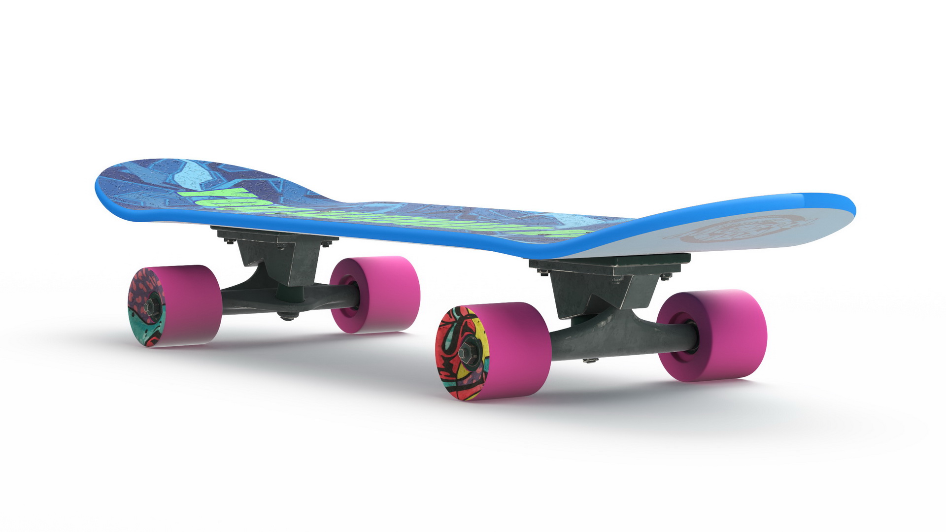 3D Classic Skateboard Face Blue model