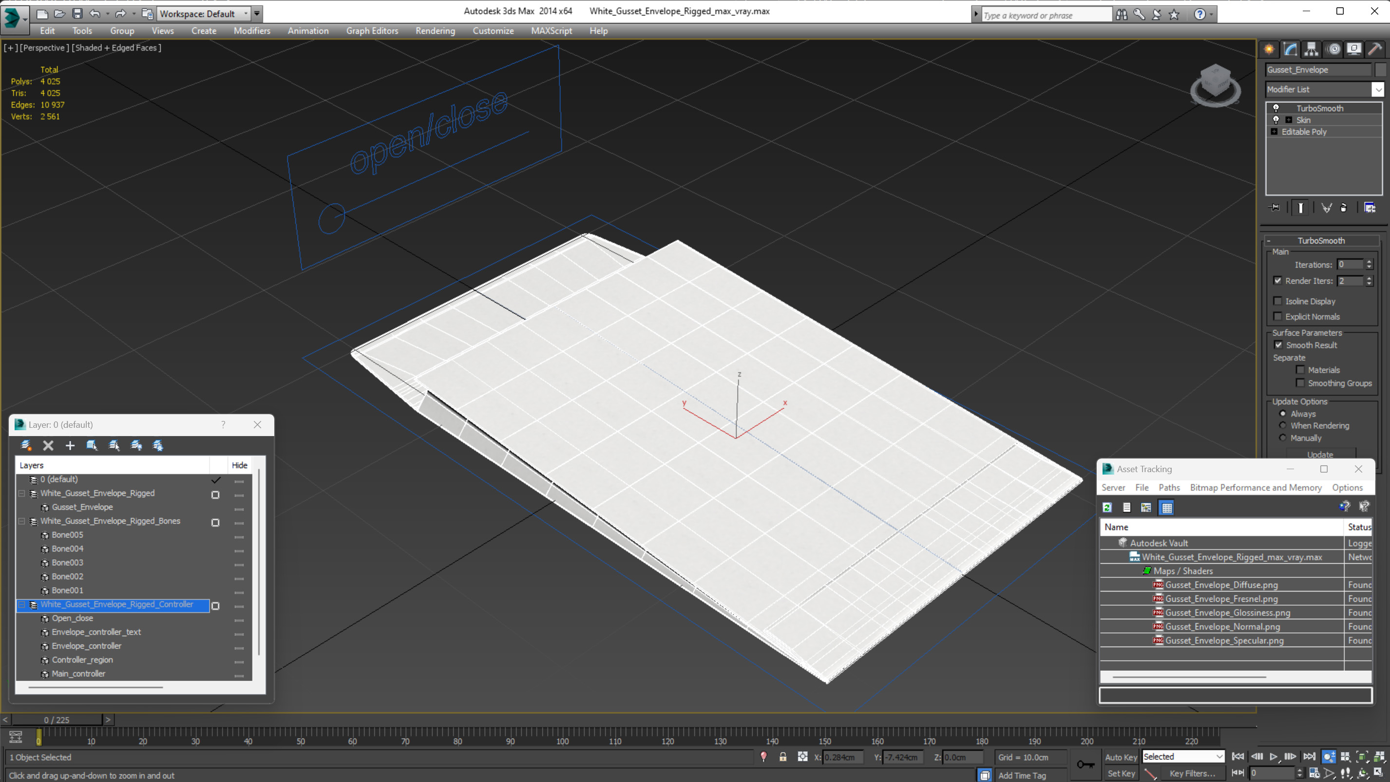 3D White Gusset Envelope Rigged model