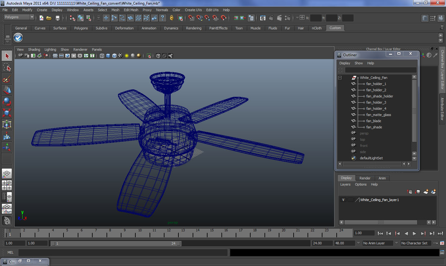 White Ceiling Fan 3D