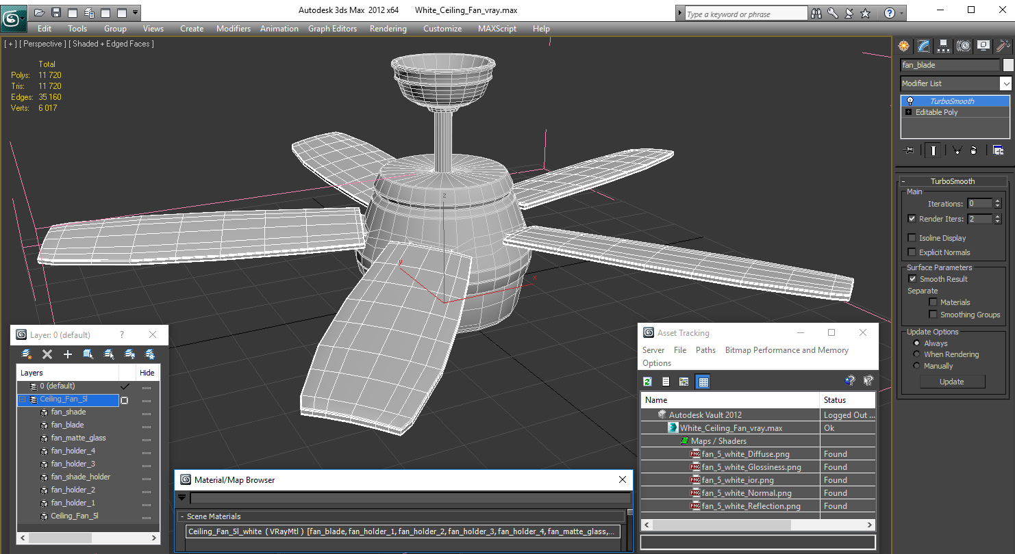 White Ceiling Fan 3D