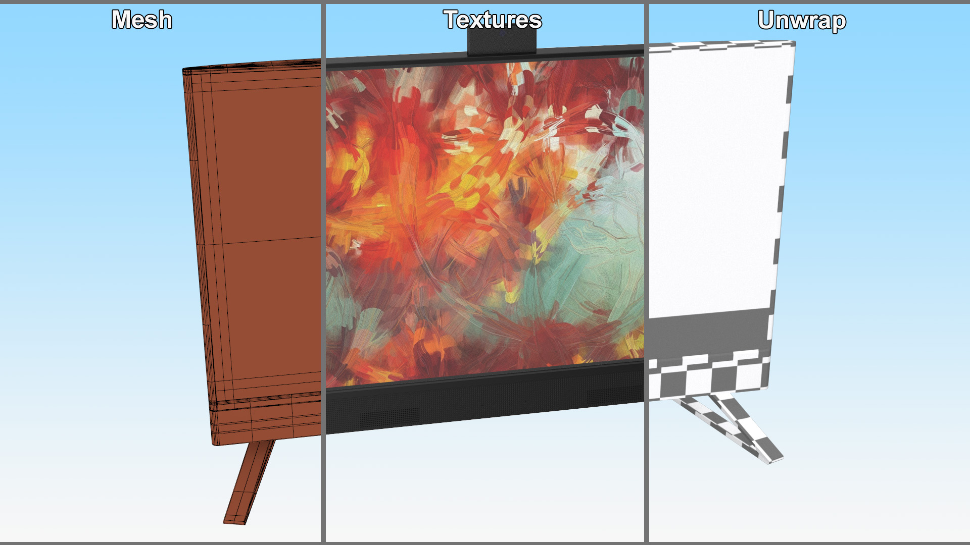 Monoblock with Abstract Wallpaper Black 3D model